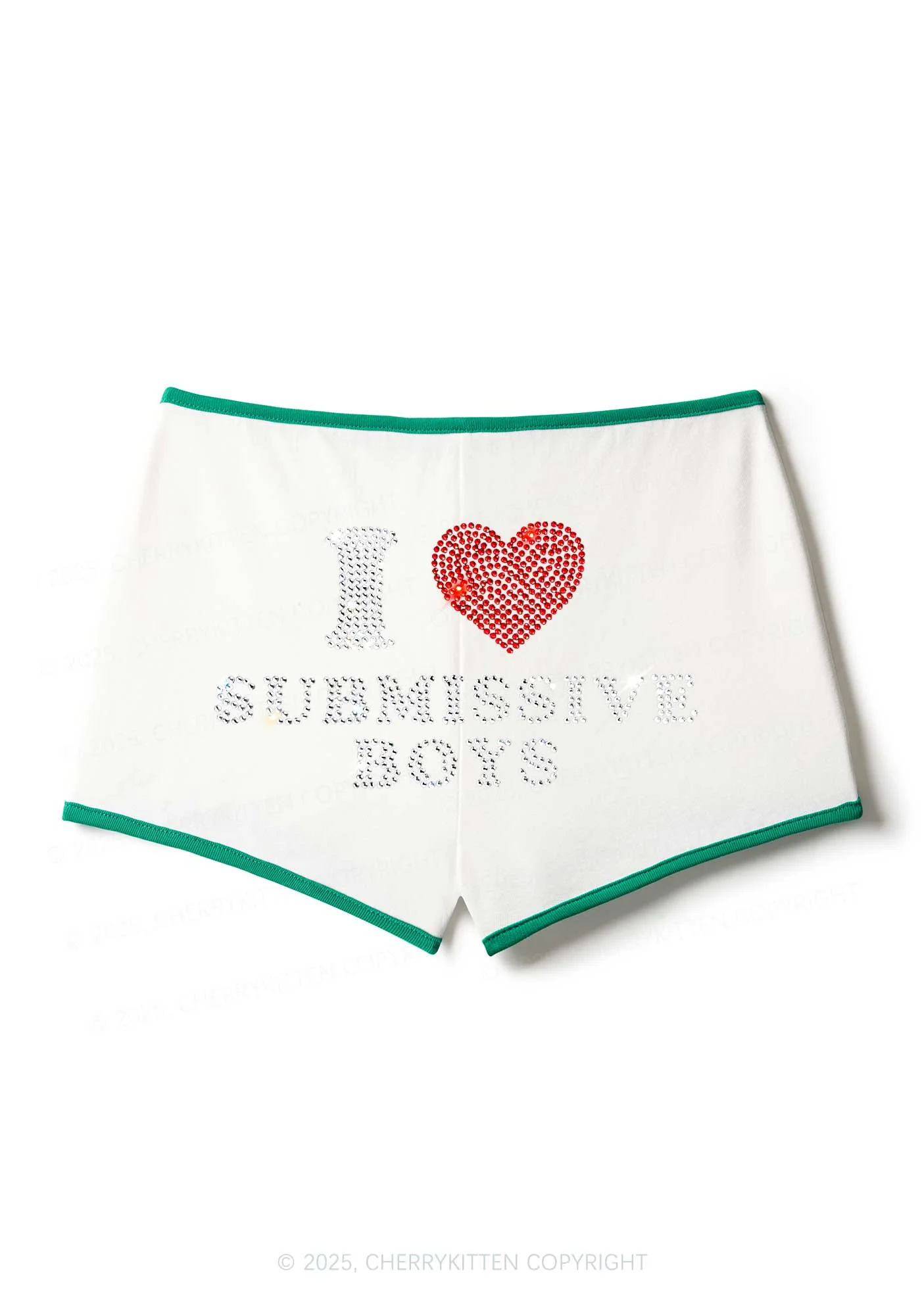 Rhinestone I Love S Boys Y2K Booty Shorts Cherrykitten - Image 3