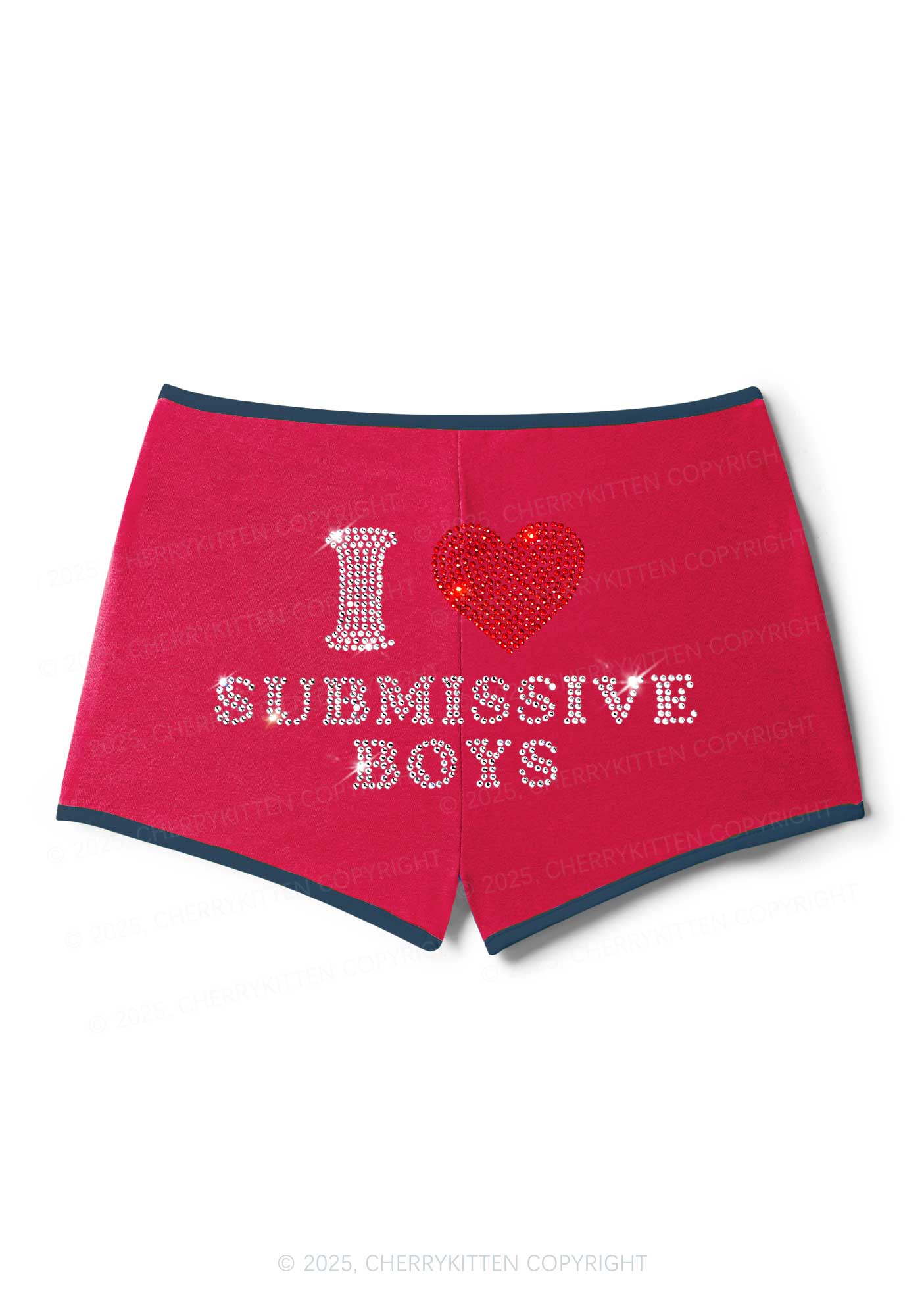Rhinestone I Love S Boys Y2K Booty Shorts Cherrykitten - Image 5