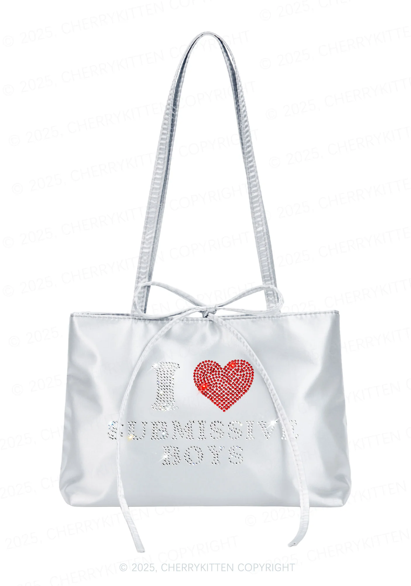 Rhinestone I Love S Boys Y2K Satin Bags Cherrykitten - Image 3