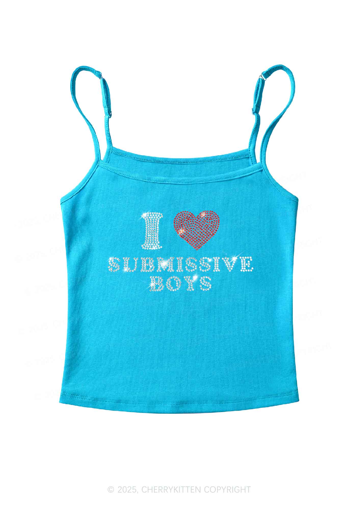 Rhinestone I Love S Boys Y2K Spaghetti Strap Cami Cherrykitten - Image 3