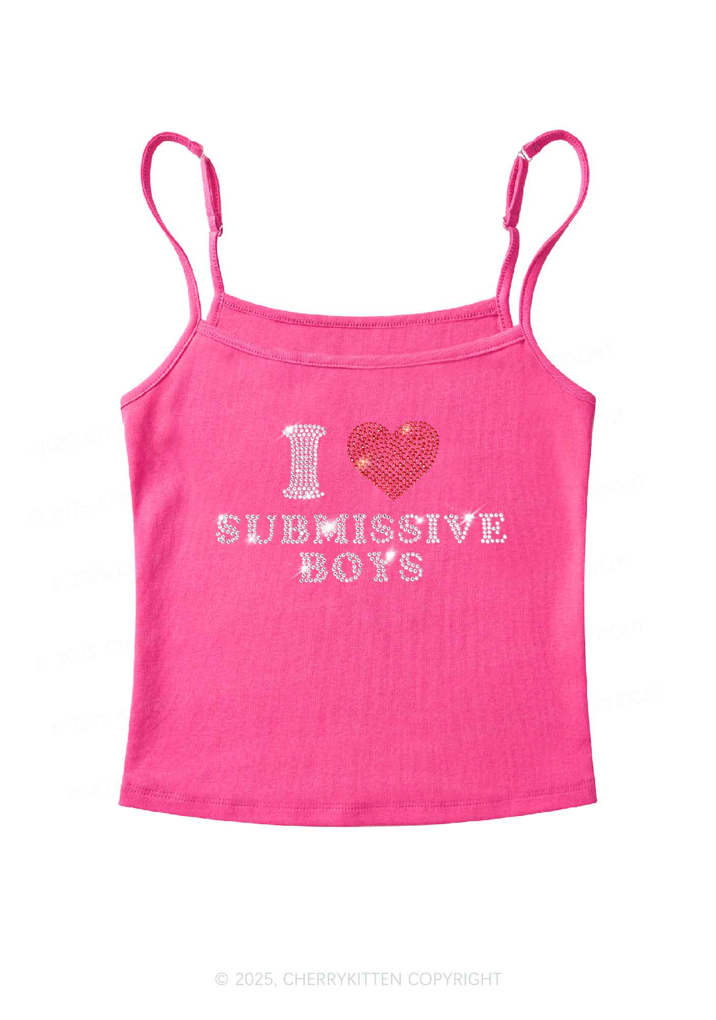 Rhinestone I Love S Boys Y2K Spaghetti Strap Cami Cherrykitten - Image 4