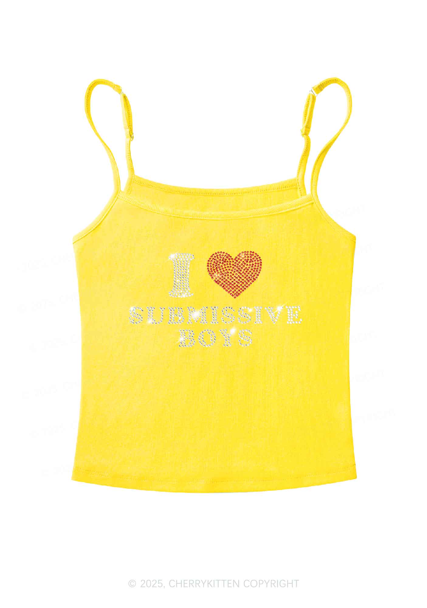 Rhinestone I Love S Boys Y2K Spaghetti Strap Cami Cherrykitten - Image 6