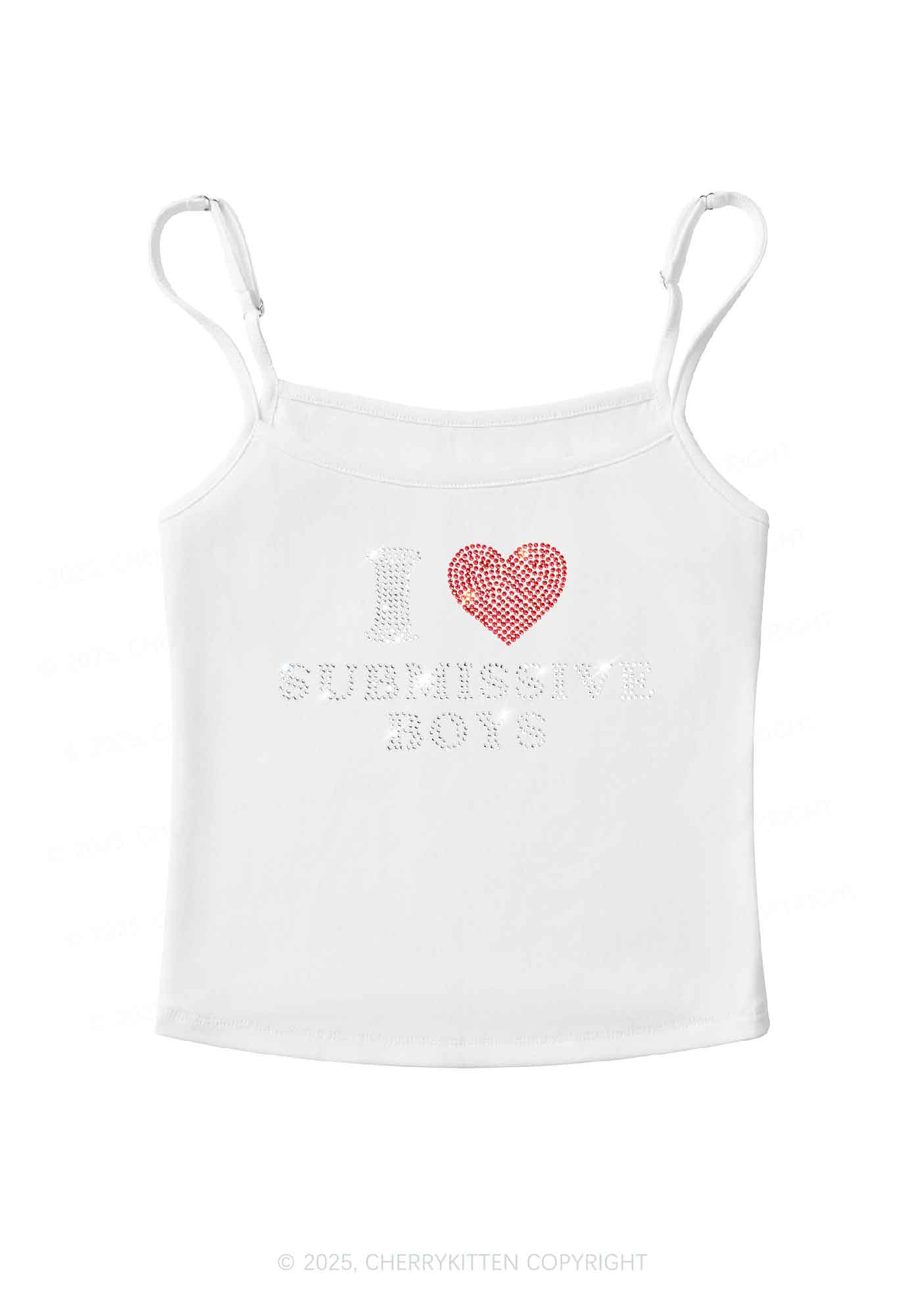 Rhinestone I Love S Boys Y2K Spaghetti Strap Cami Cherrykitten - Image 7