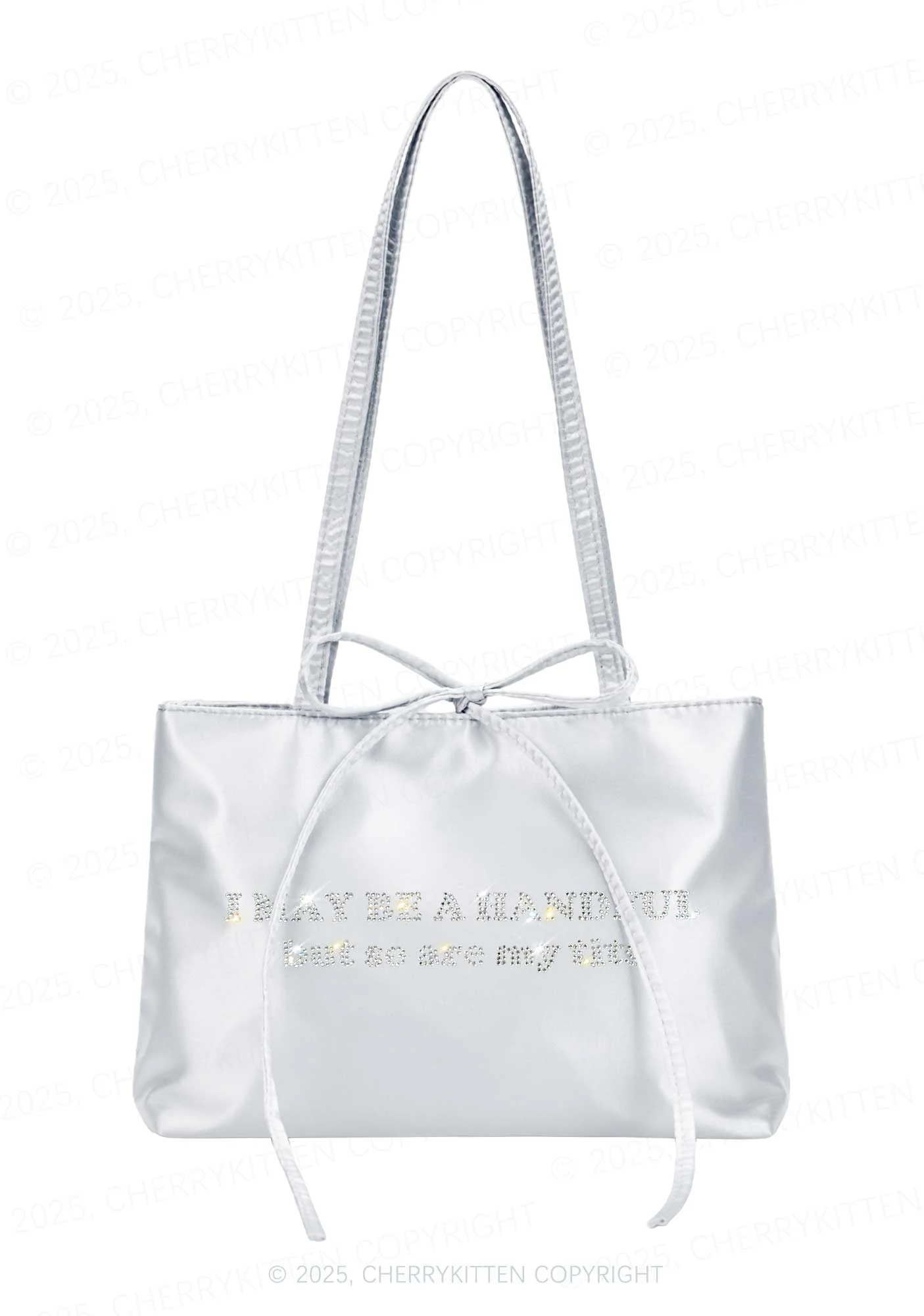 Rhinestone I May Be A Handful Y2K Satin Bags Cherrykitten - Image 2