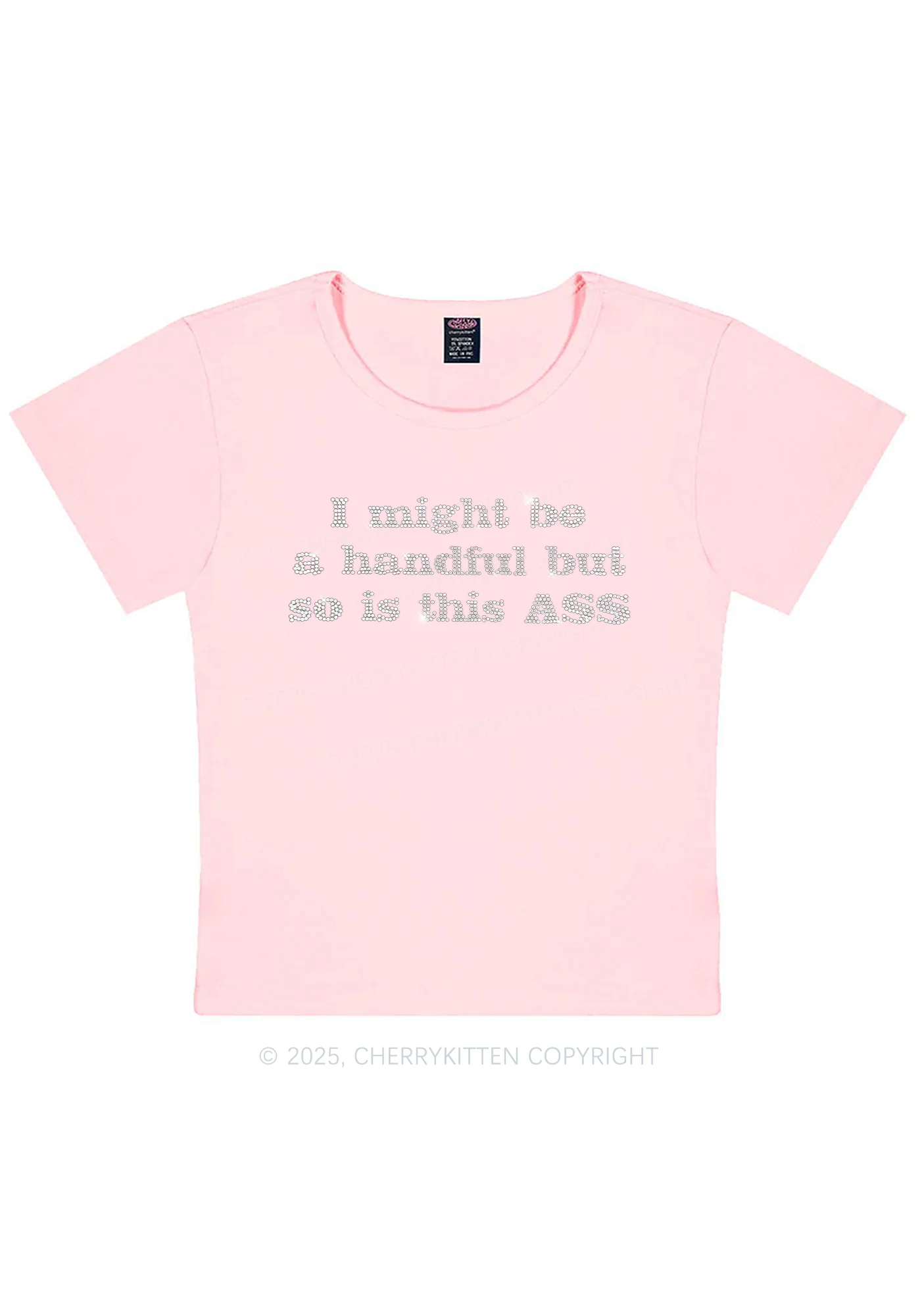 Rhinestone I Might Be Handful Y2K Baby Tee Cherrykitten - Image 12