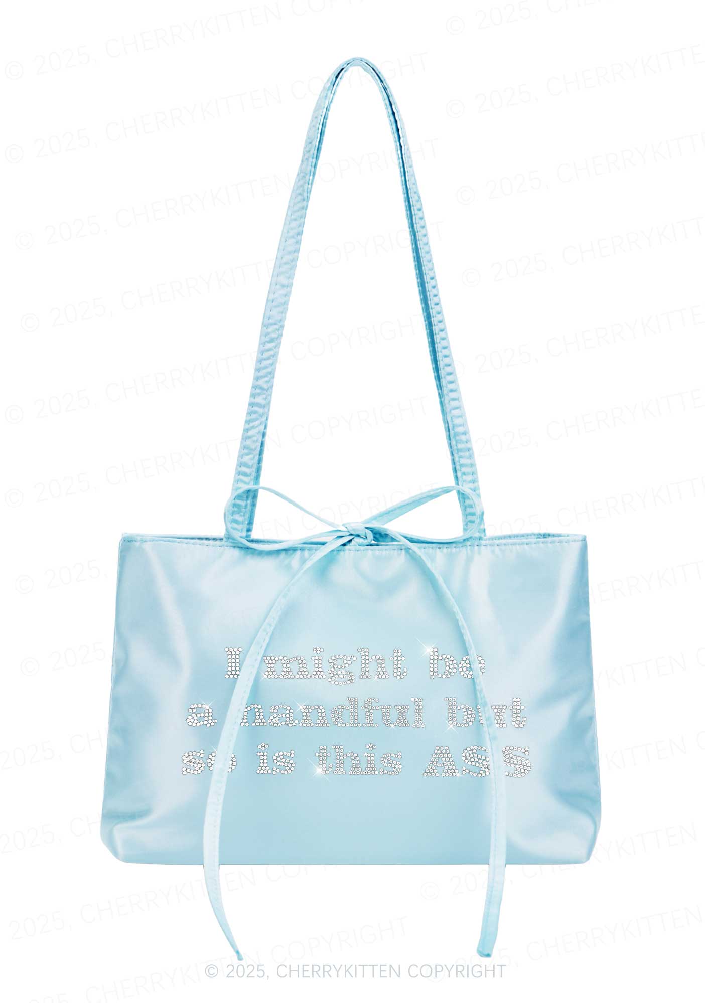 Rhinestone I Might Be Handful Y2K Satin Bags Cherrykitten - Image 2