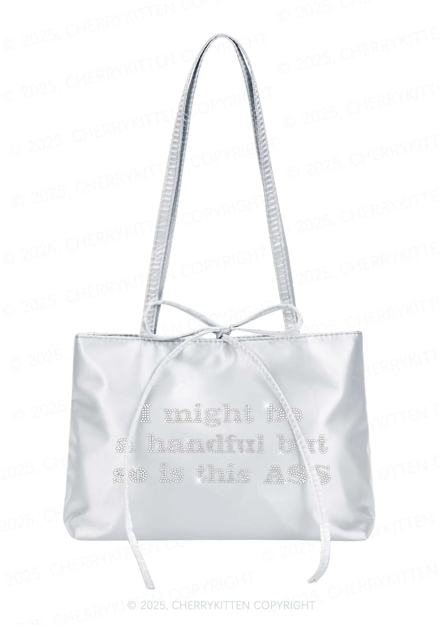 Rhinestone I Might Be Handful Y2K Satin Bags Cherrykitten - Image 3
