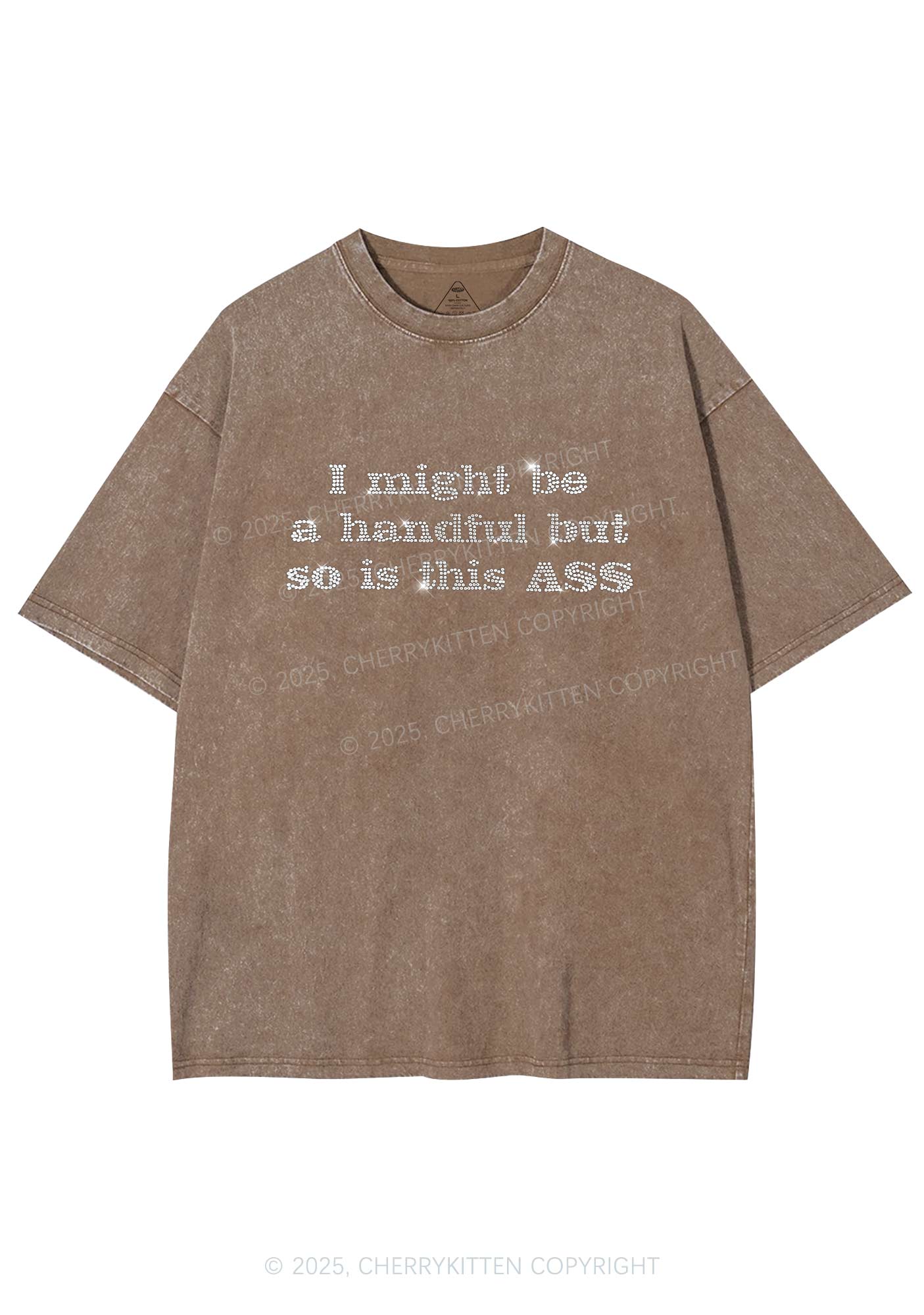 Rhinestone I Might Be Handful Y2K Shirts Washed Tee Cherrykitten - Image 7