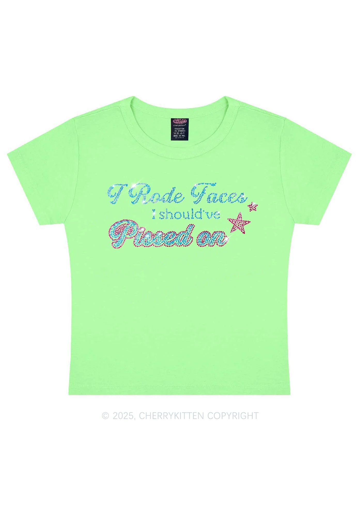 Rhinestone I Rode Faces Y2K Baby Tee Cherrykitten - Image 10