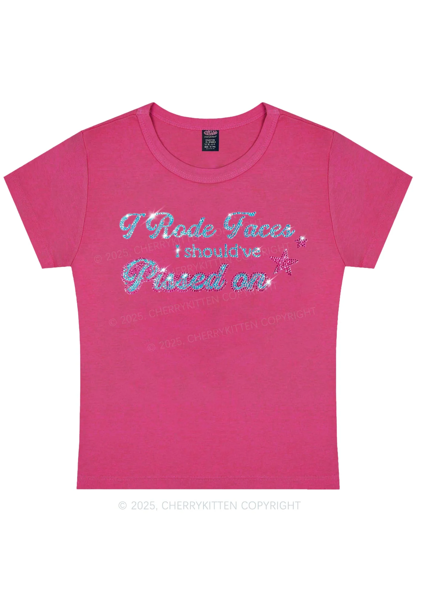 Rhinestone I Rode Faces Y2K Baby Tee Cherrykitten - Image 7