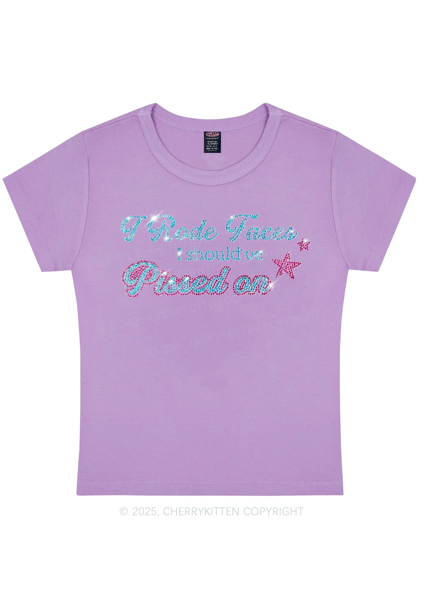 Rhinestone I Rode Faces Y2K Baby Tee Cherrykitten - Image 8