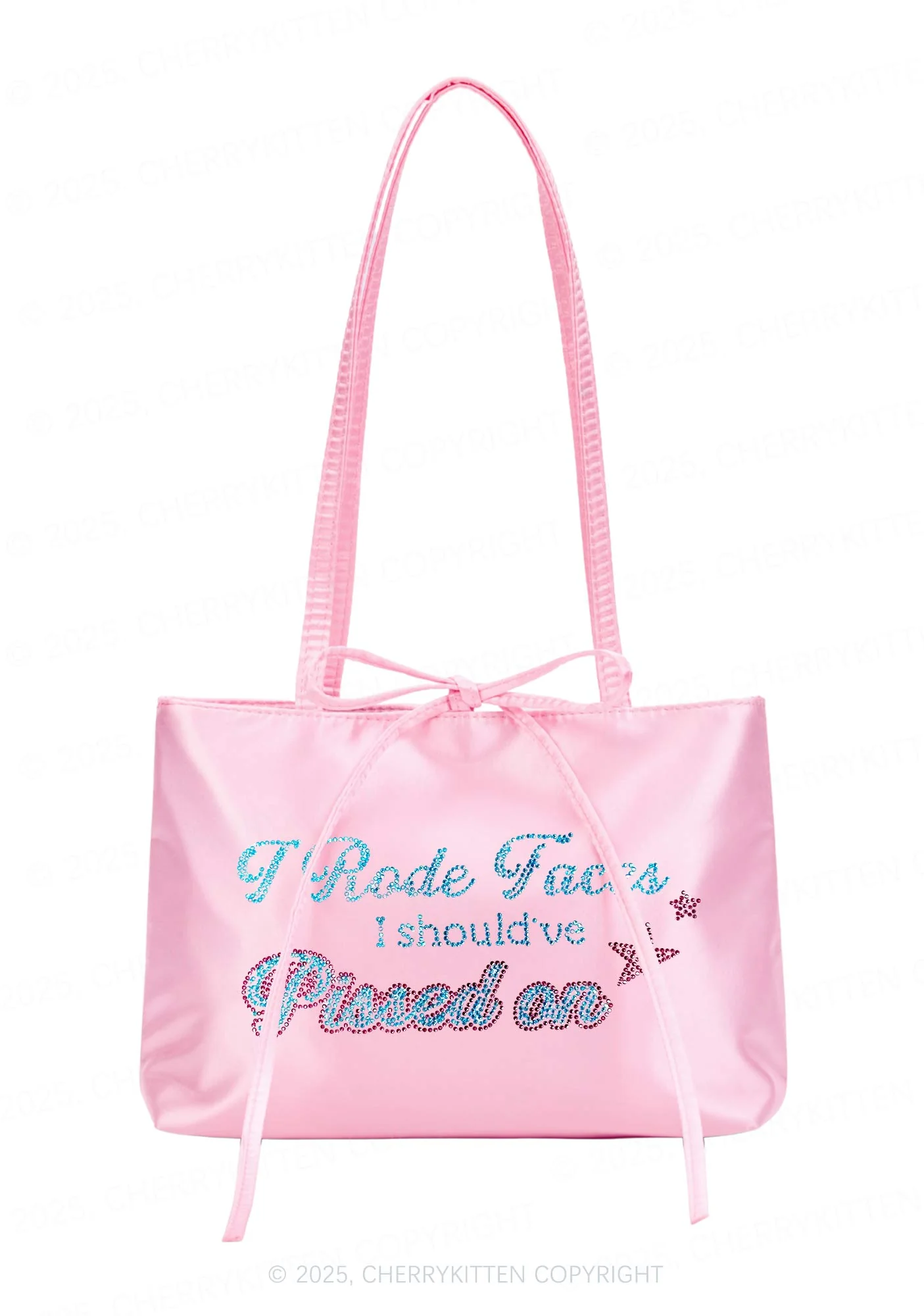 Rhinestone I Rode Faces Y2K Satin Bags Cherrykitten - Image 2