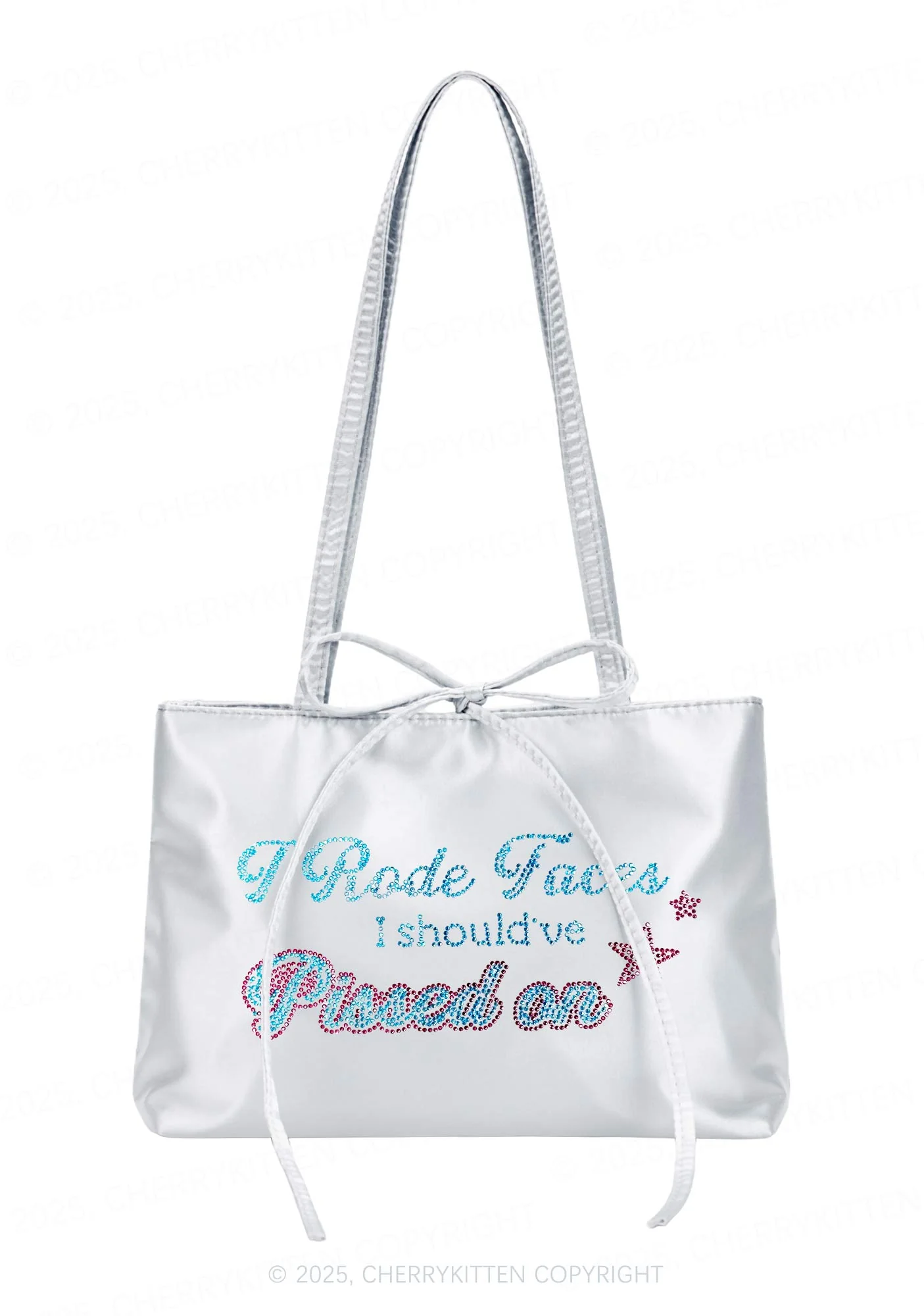 Rhinestone I Rode Faces Y2K Satin Bags Cherrykitten - Image 3