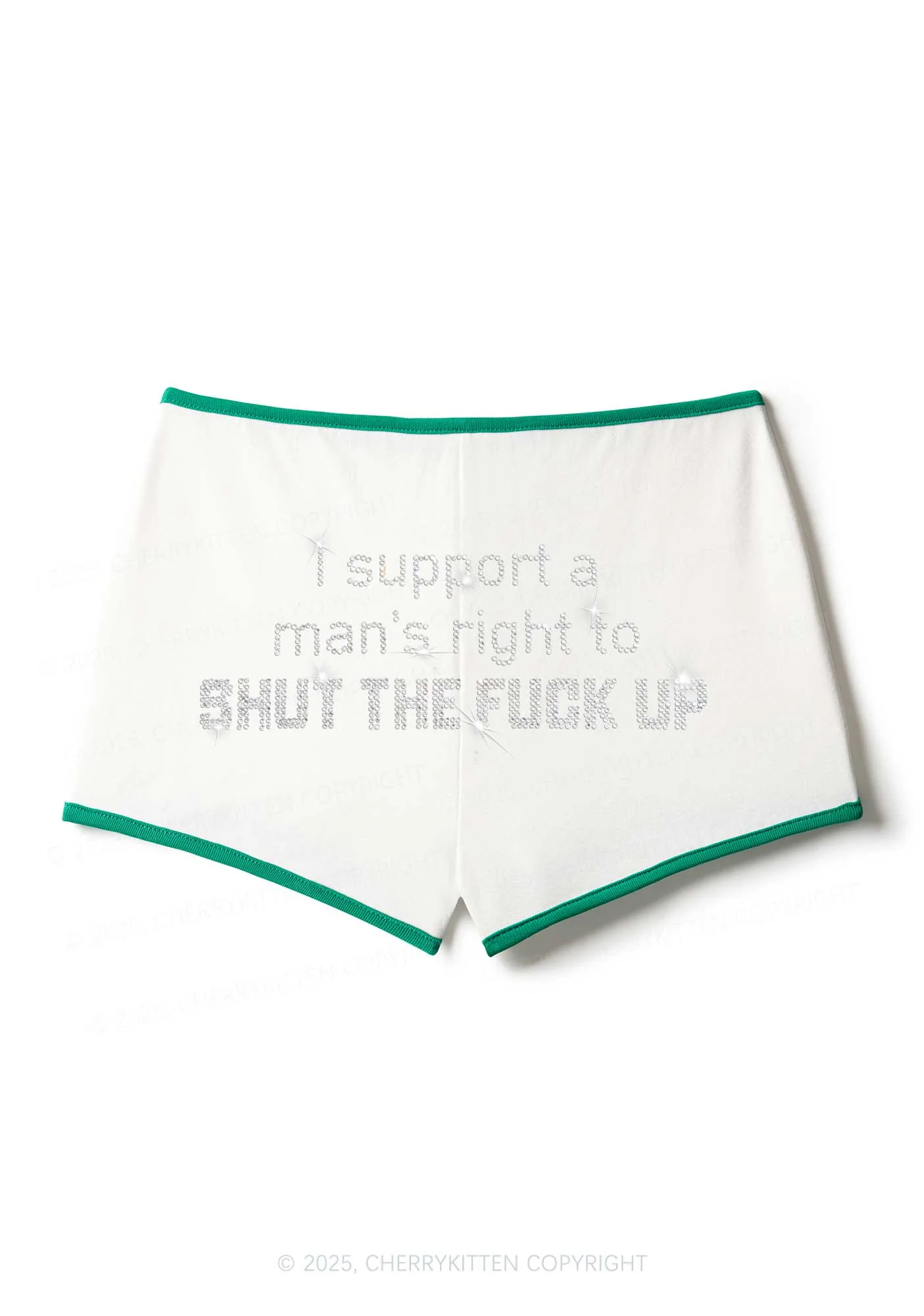 Rhinestone I Support A Mans Right Y2K Booty Shorts Cherrykitten - Image 5