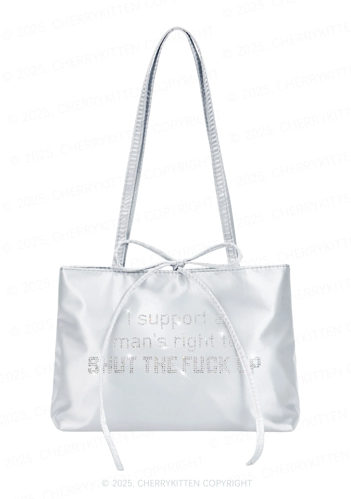 Rhinestone I Support A Mans Right Y2K Satin Bags Cherrykitten - Image 3
