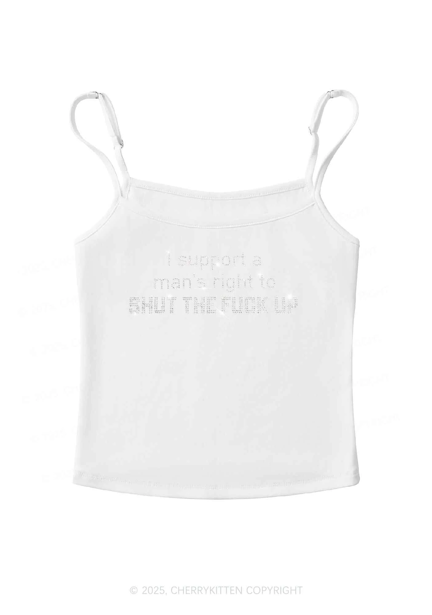 Rhinestone I Support A Mans Right Y2K Spaghetti Strap Cami Cherrykitten - Image 7