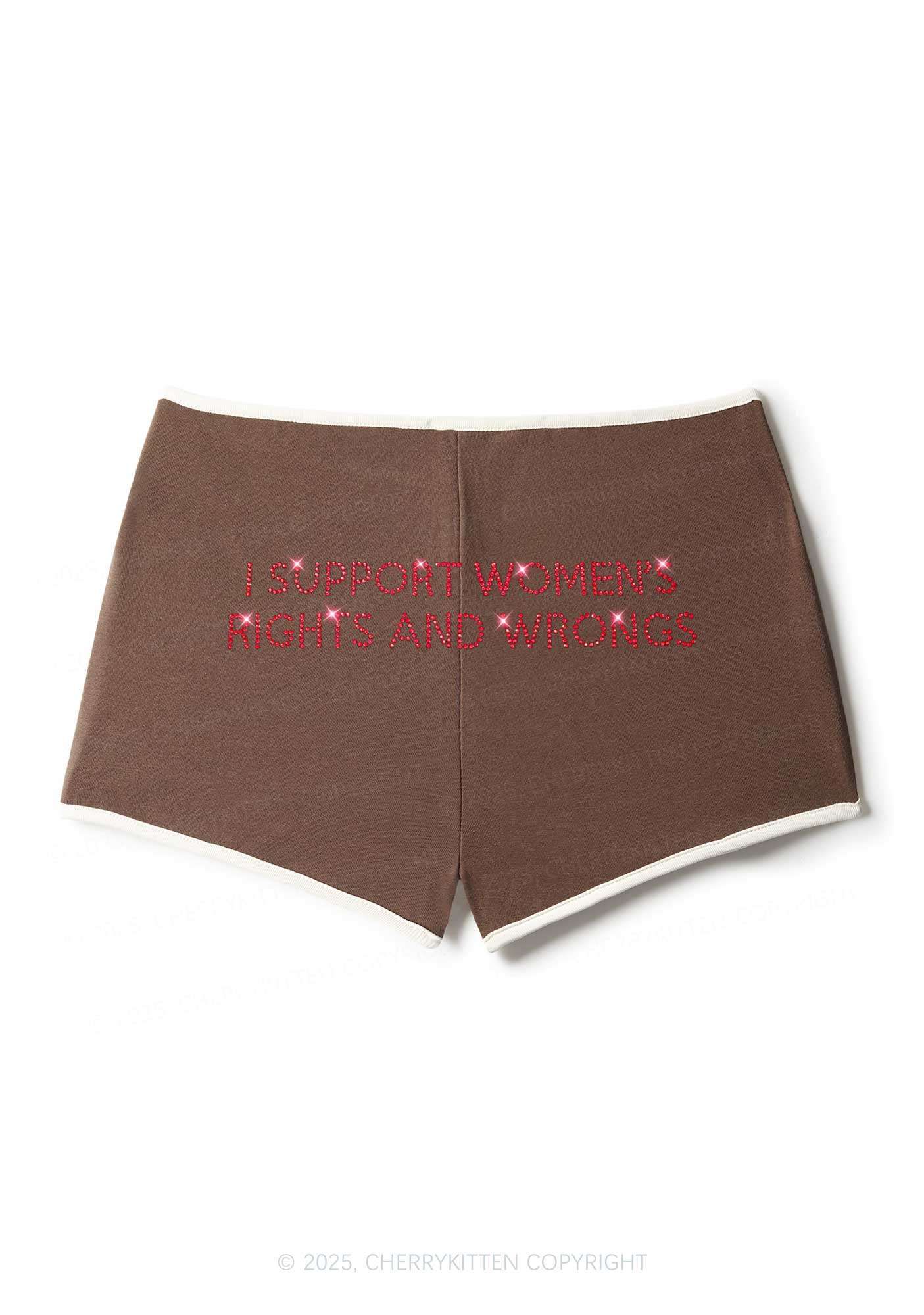 Rhinestone I Support Women Y2K Booty Shorts Cherrykitten - Image 5