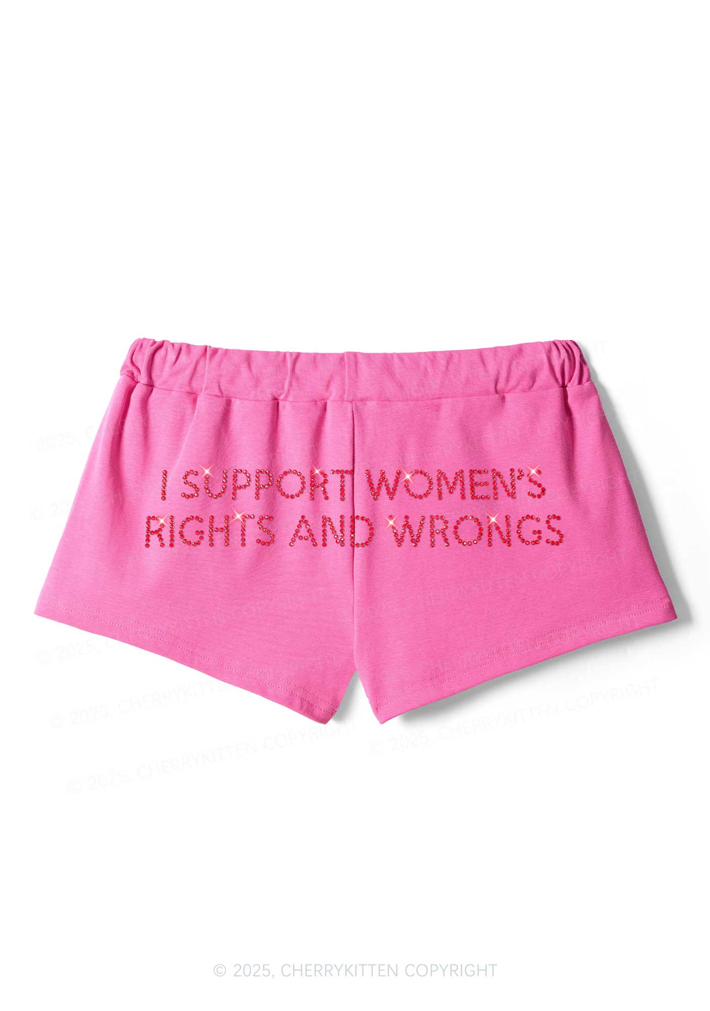 Rhinestone I Support Women Y2K Drawstring Mini Shorts Cherrykitten - Image 4