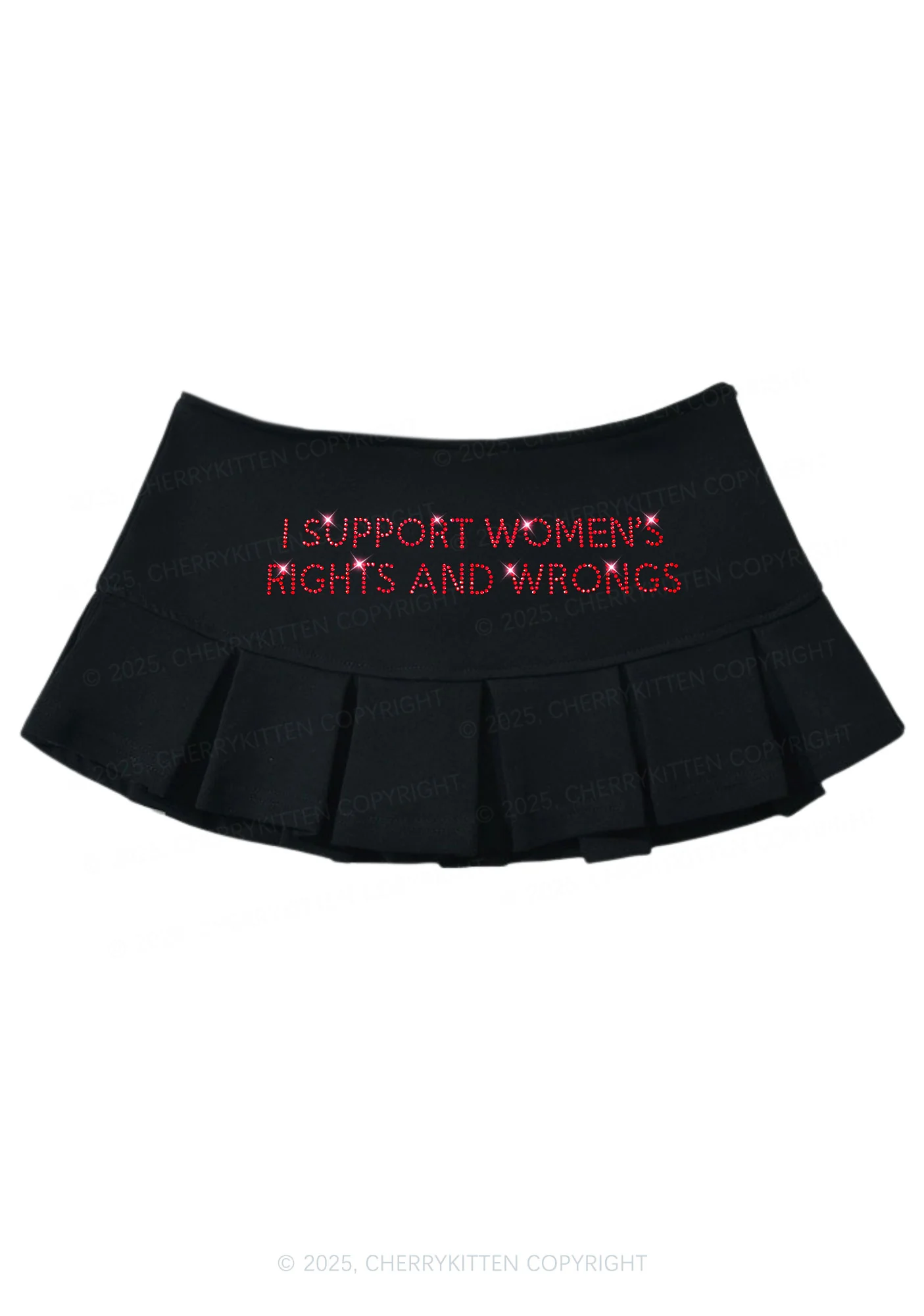 Rhinestone I Support Women Y2K Mini Pleated Skirts Cherrykitten - Image 2