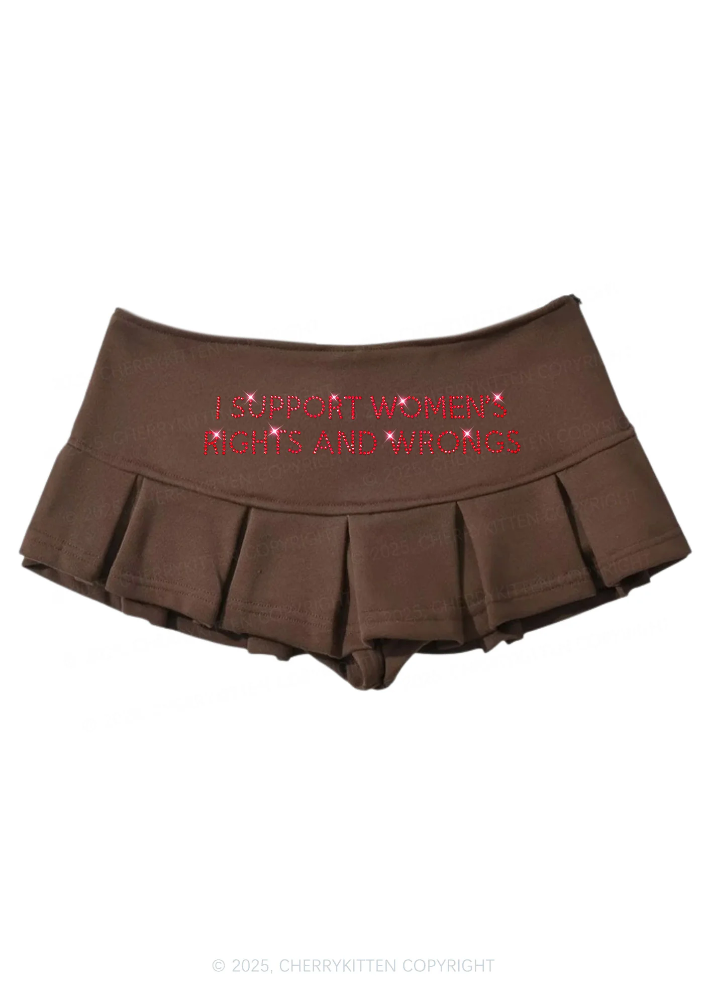 Rhinestone I Support Women Y2K Mini Pleated Skirts Cherrykitten - Image 6