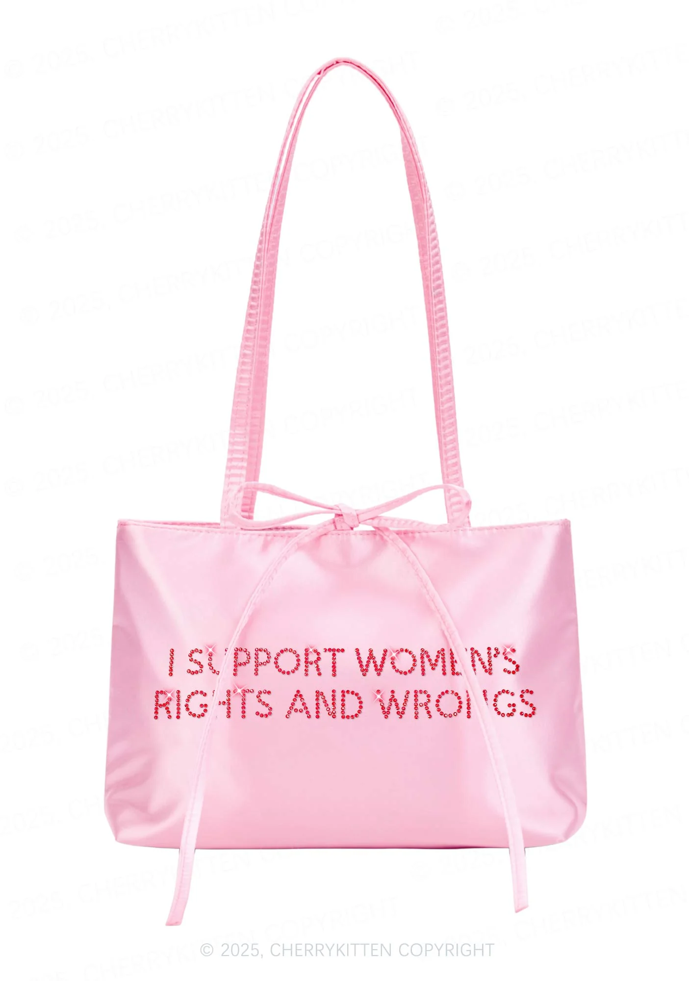 Rhinestone I Support Women Y2K Satin Bags Cherrykitten - Image 2