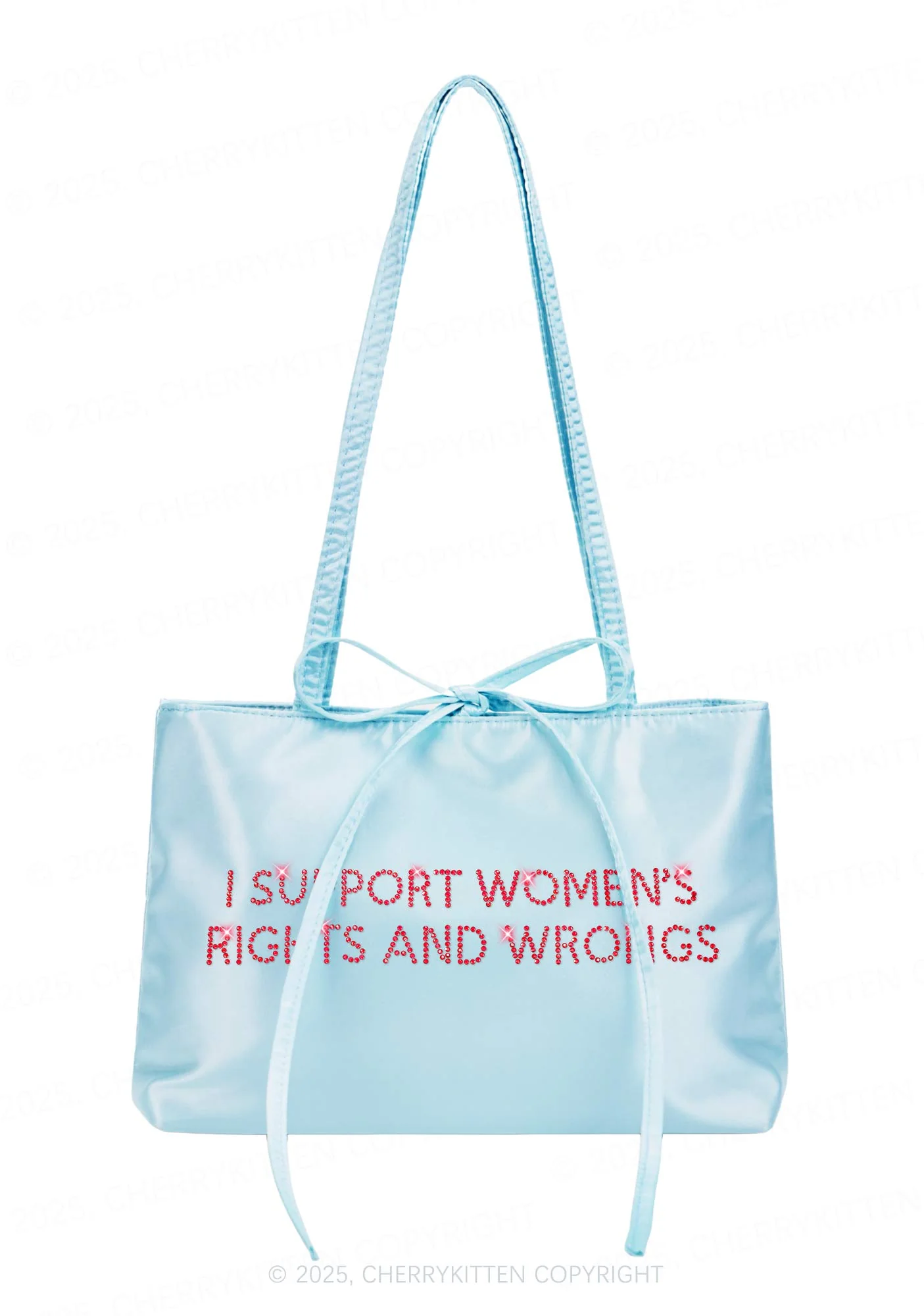 Rhinestone I Support Women Y2K Satin Bags Cherrykitten - Image 3