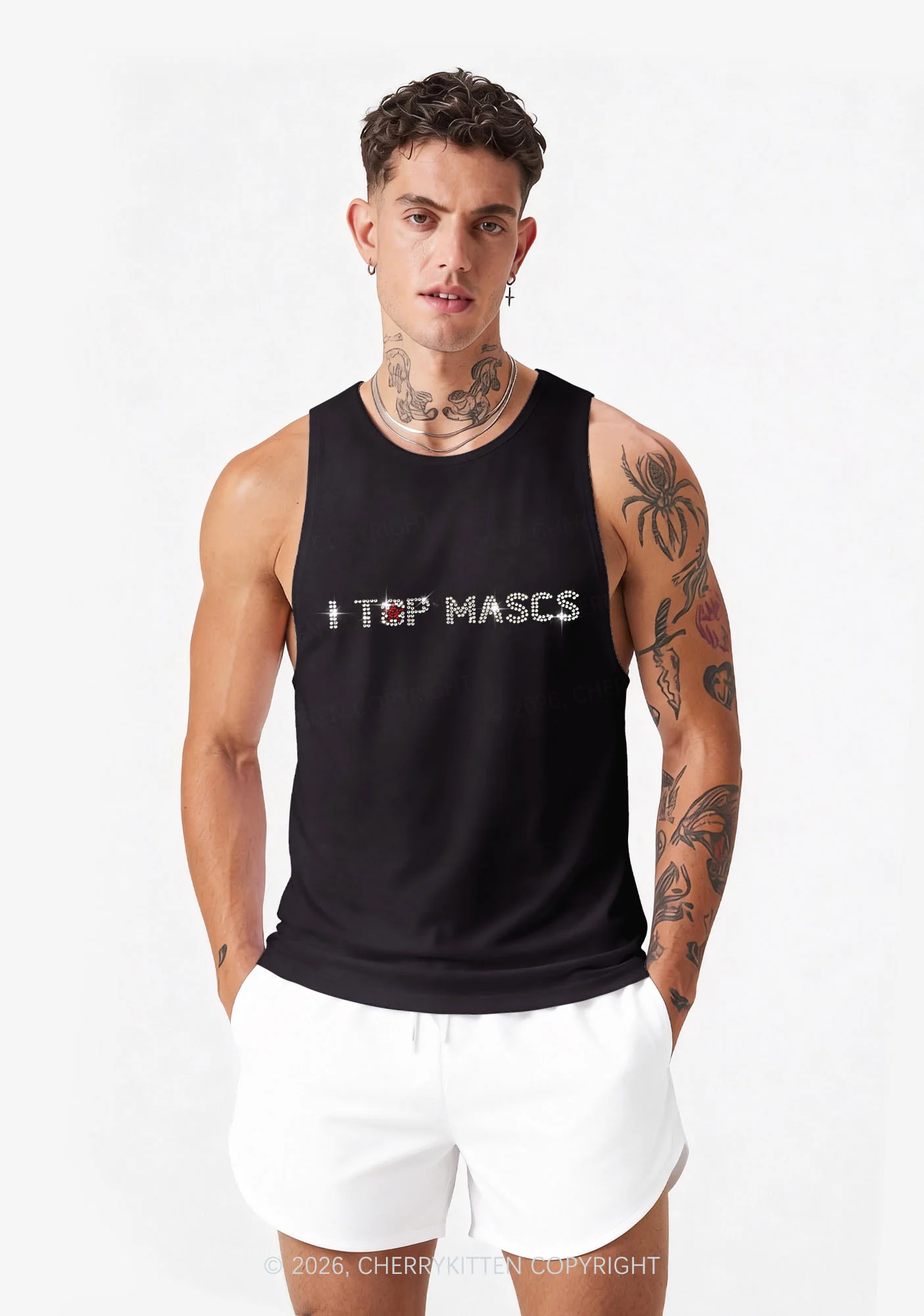 Rhinestone I Top Mascs Pride Y2K Men Racerback Tank Top Cherrykitten - Image 2