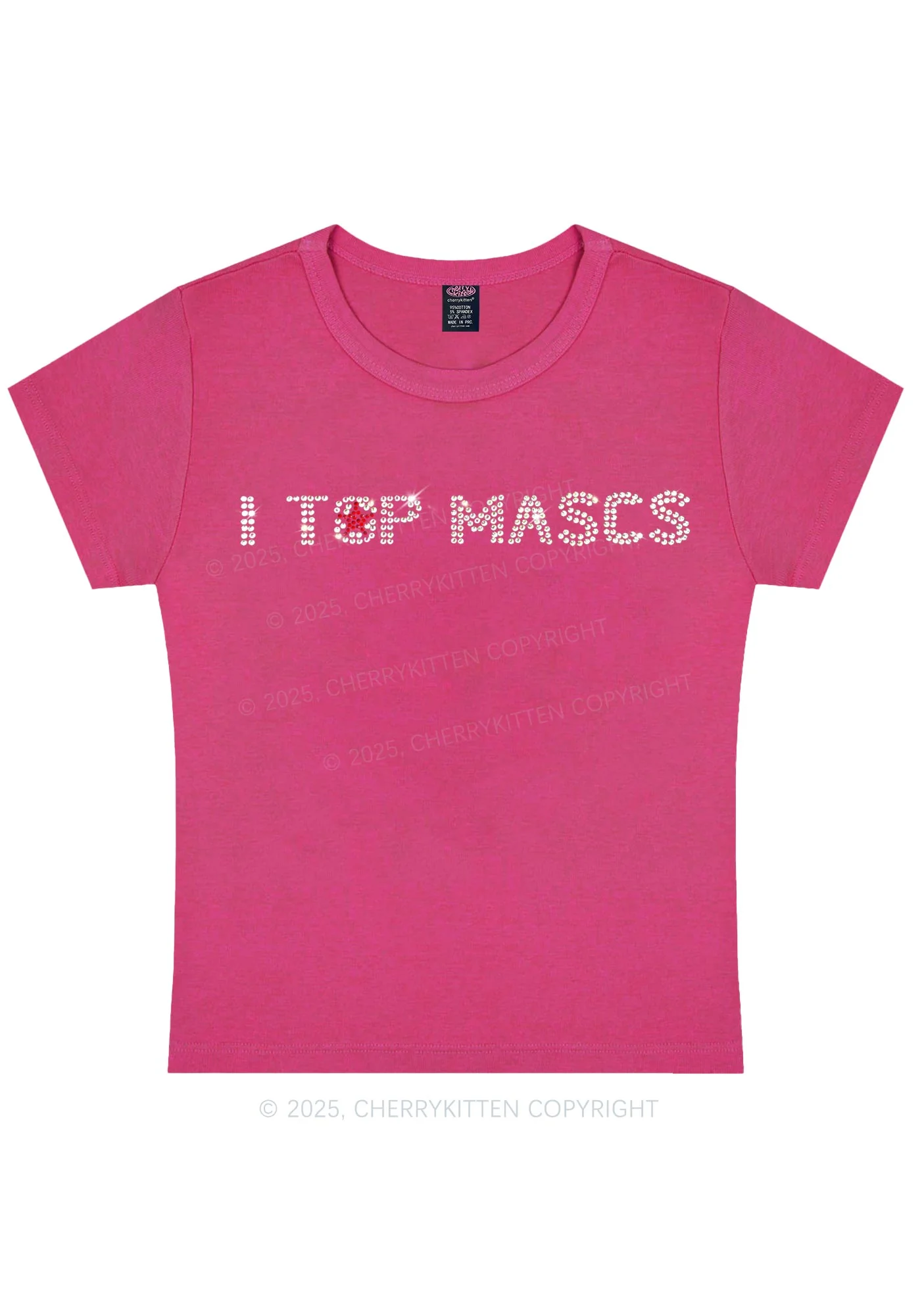Rhinestone I Top Mascs Pride Y2K Baby Tee Cherrykitten - Image 4