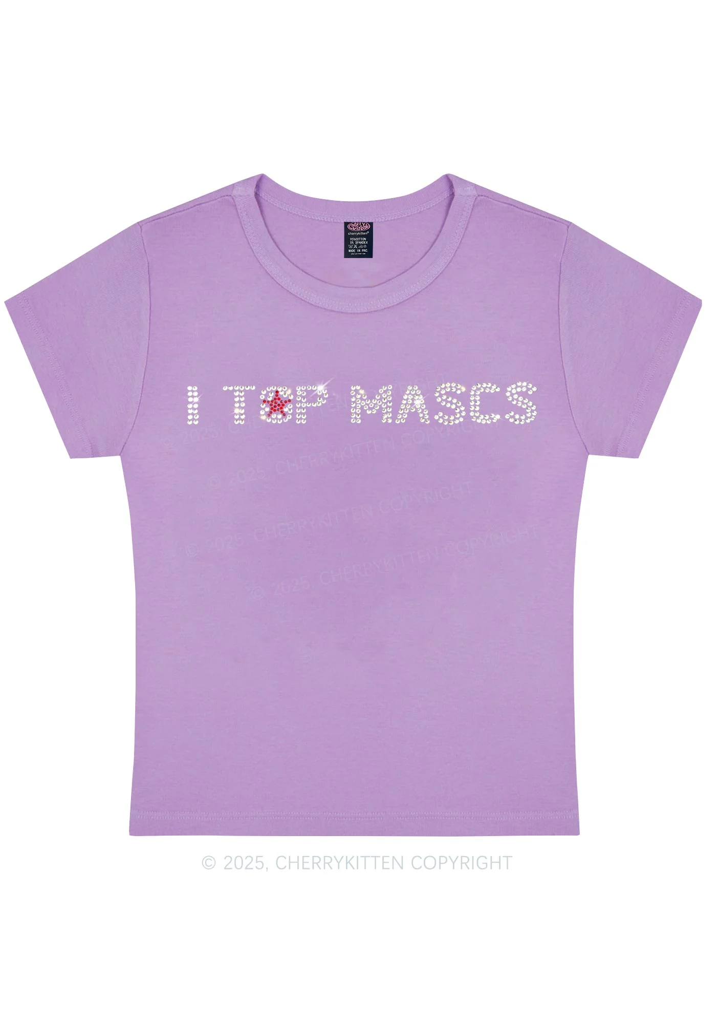 Rhinestone I Top Mascs Pride Y2K Baby Tee Cherrykitten - Image 5