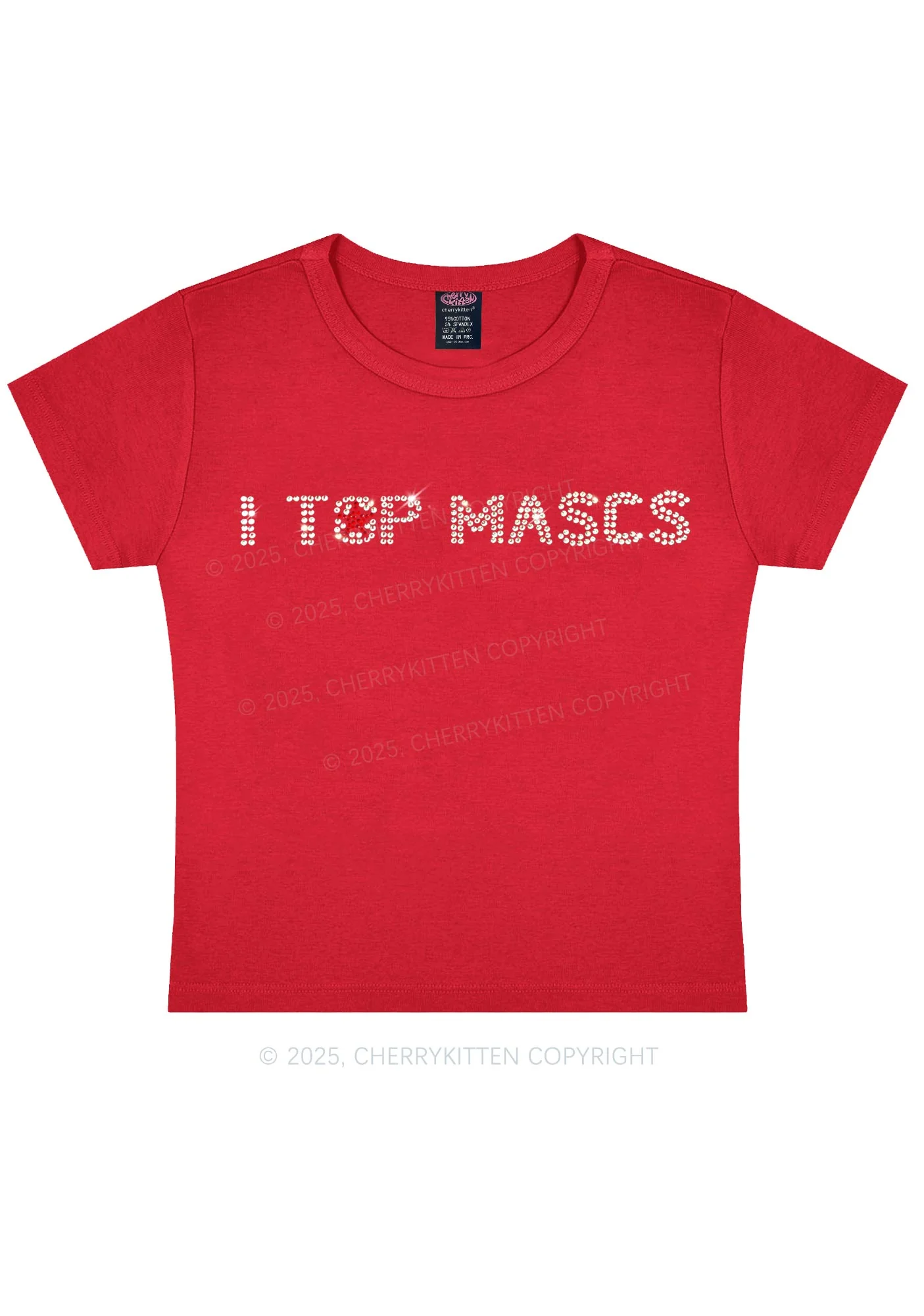 Rhinestone I Top Mascs Pride Y2K Baby Tee Cherrykitten - Image 6
