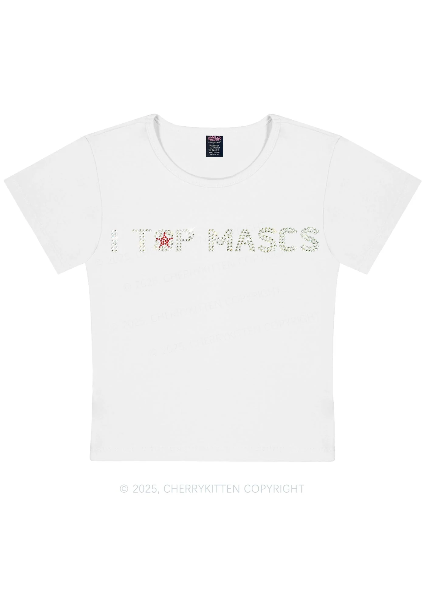 Rhinestone I Top Mascs Pride Y2K Baby Tee Cherrykitten - Image 7