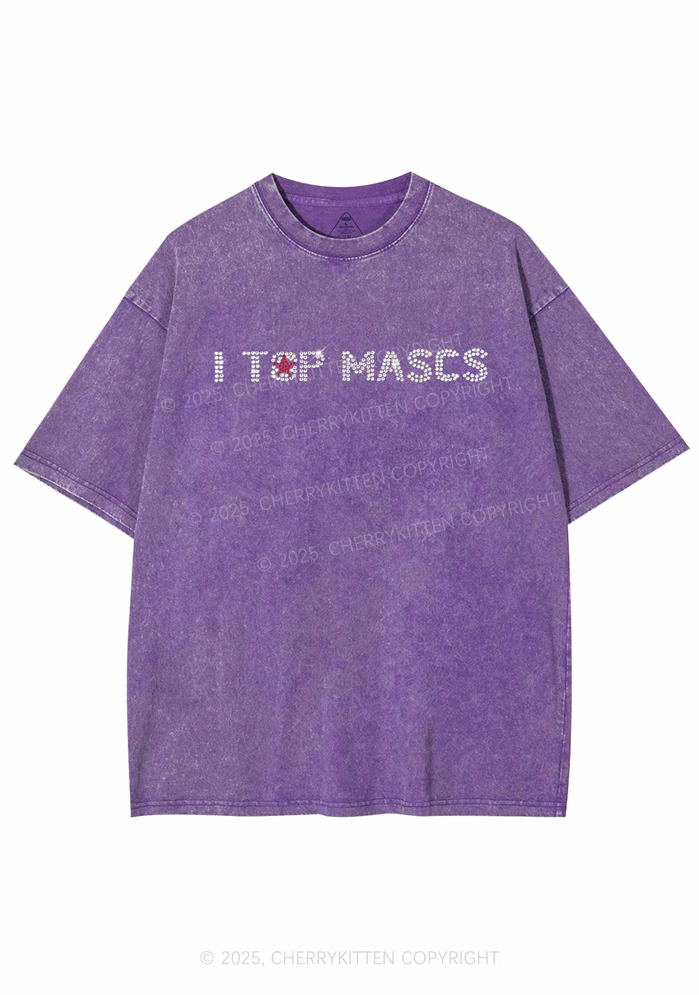 Rhinestone I Top Mascs Pride Y2K Shirts Washed Tee Cherrykitten - Image 4