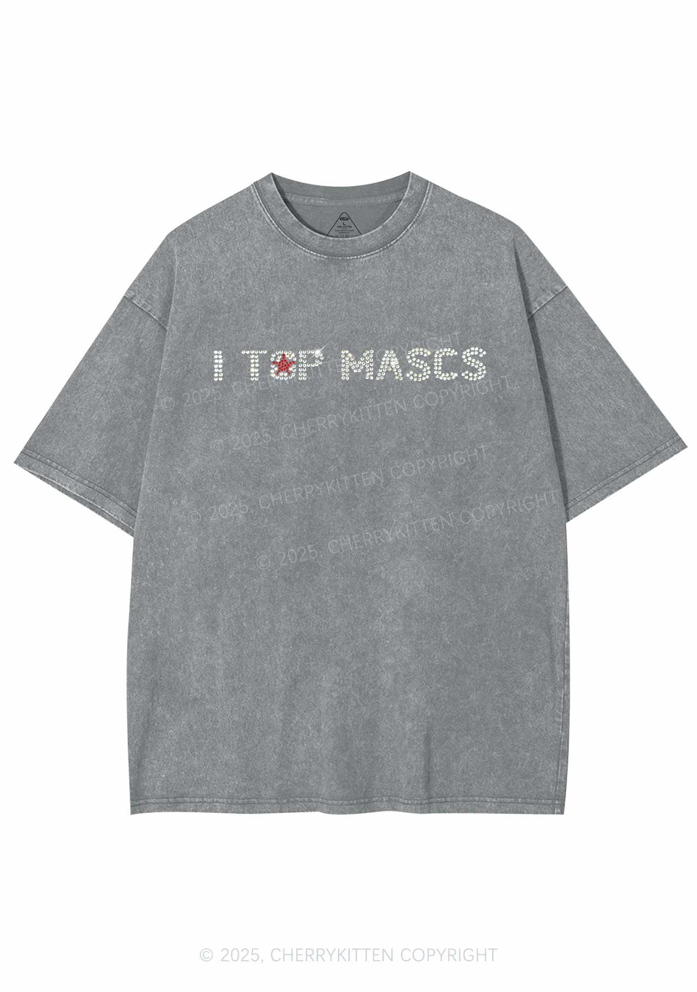Rhinestone I Top Mascs Pride Y2K Shirts Washed Tee Cherrykitten - Image 7