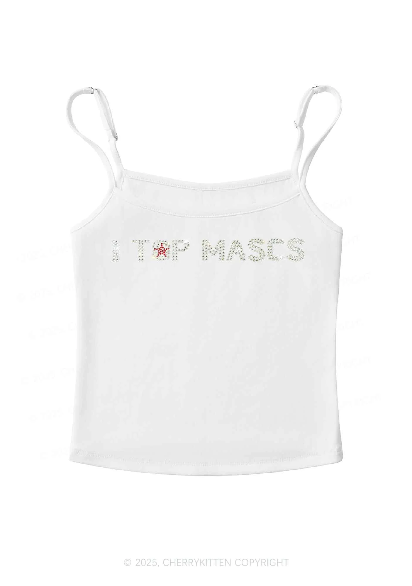 Rhinestone I Top Mascs Pride Y2K Spaghetti Strap Cami Cherrykitten - Image 5