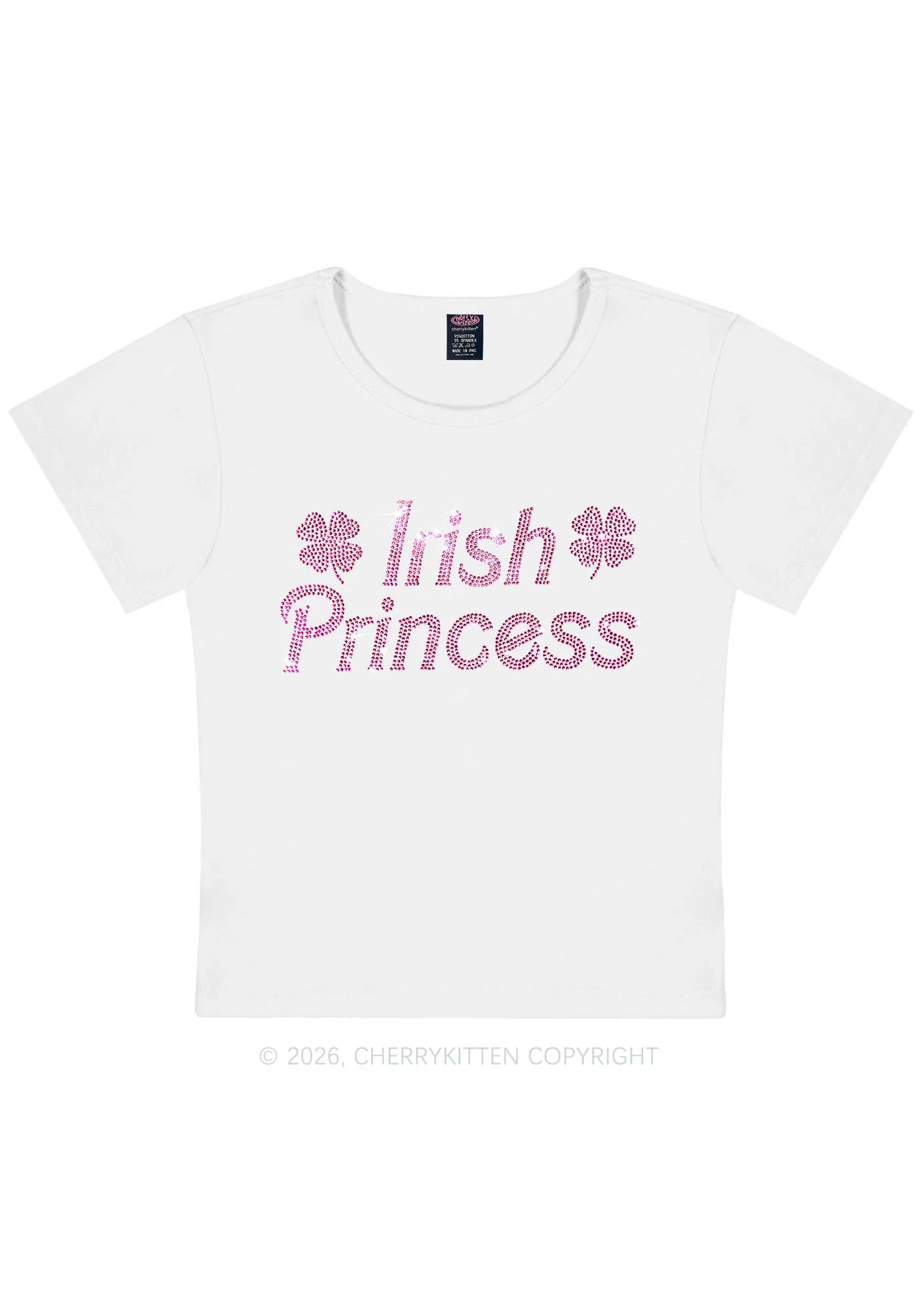 Rhinestone Irish Princess St Patricks Y2K Baby Tee Cherrykitten - Image 4