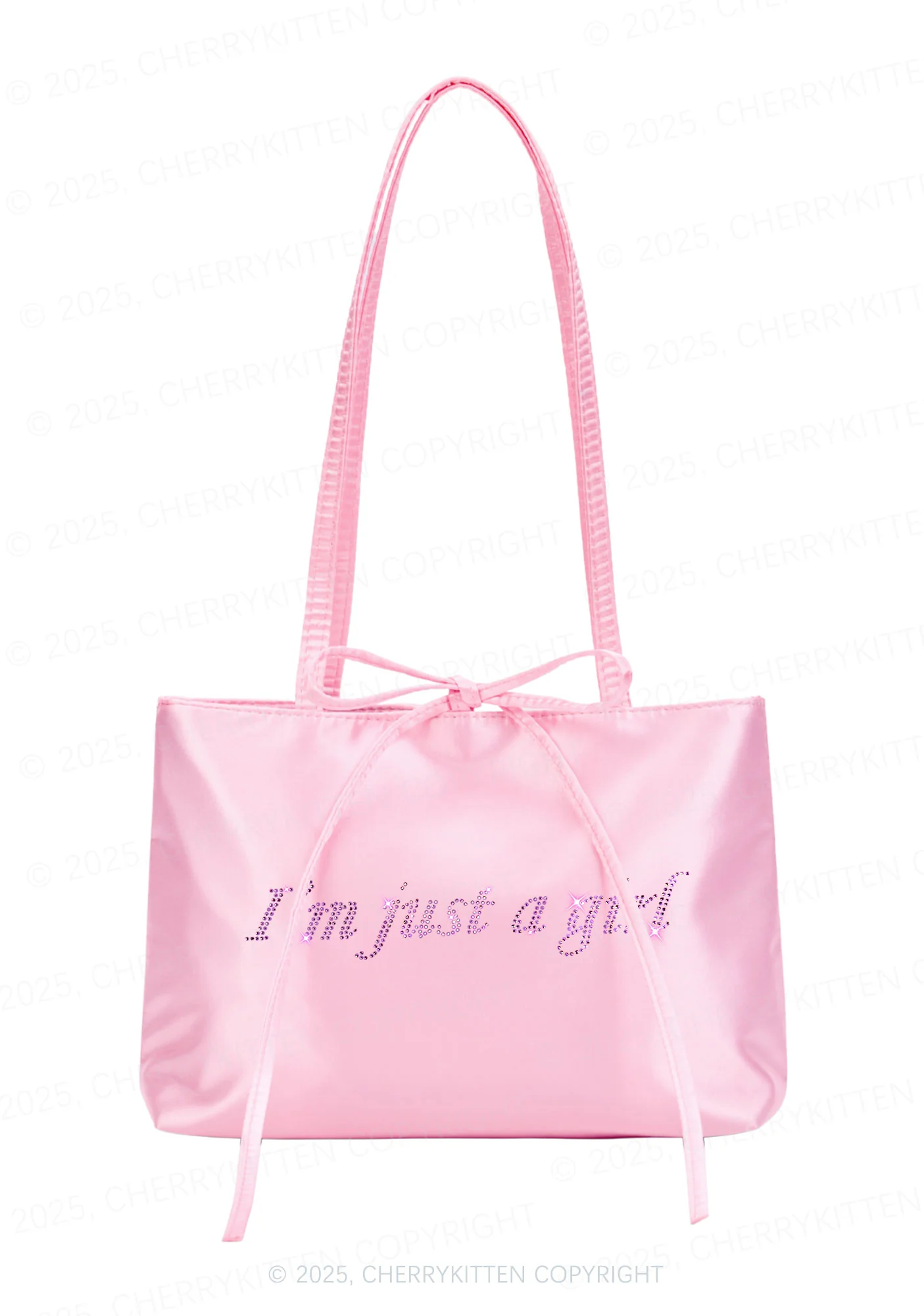 Rhinestone Just A Girl Y2K Satin Bags Cherrykitten - Image 3