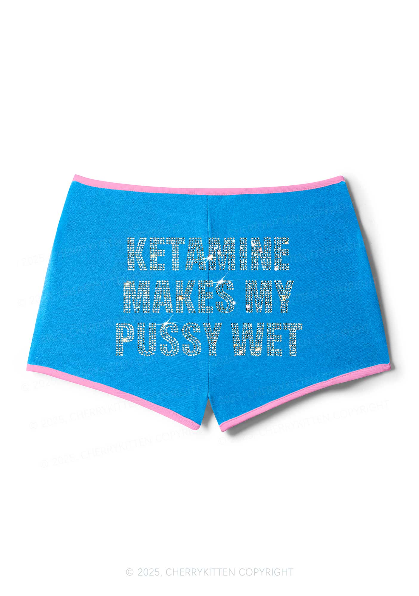 Rhinestone K Makes My Puxxy Wet Y2K Booty Shorts Cherrykitten - Image 5