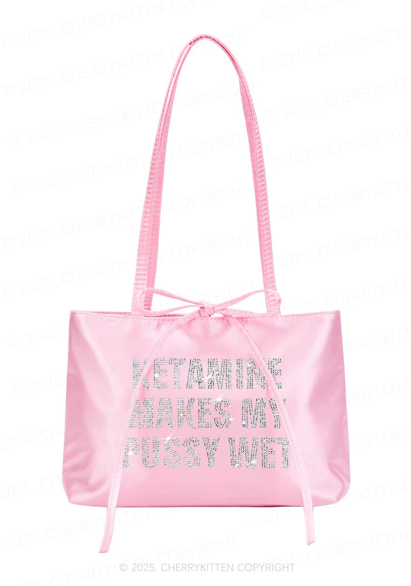Rhinestone K Makes My Puxxy Wet Y2K Satin Bags Cherrykitten - Image 2