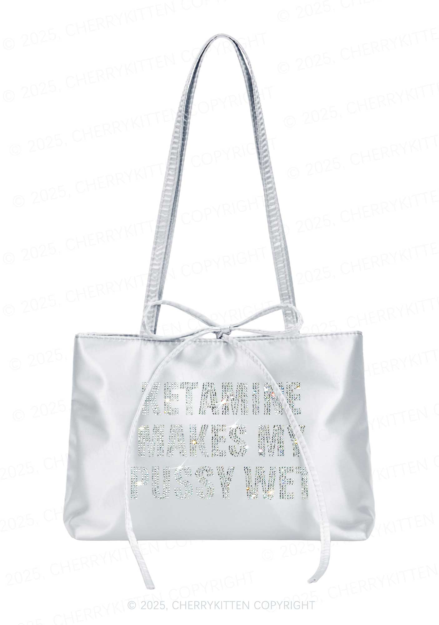 Rhinestone K Makes My Puxxy Wet Y2K Satin Bags Cherrykitten - Image 3