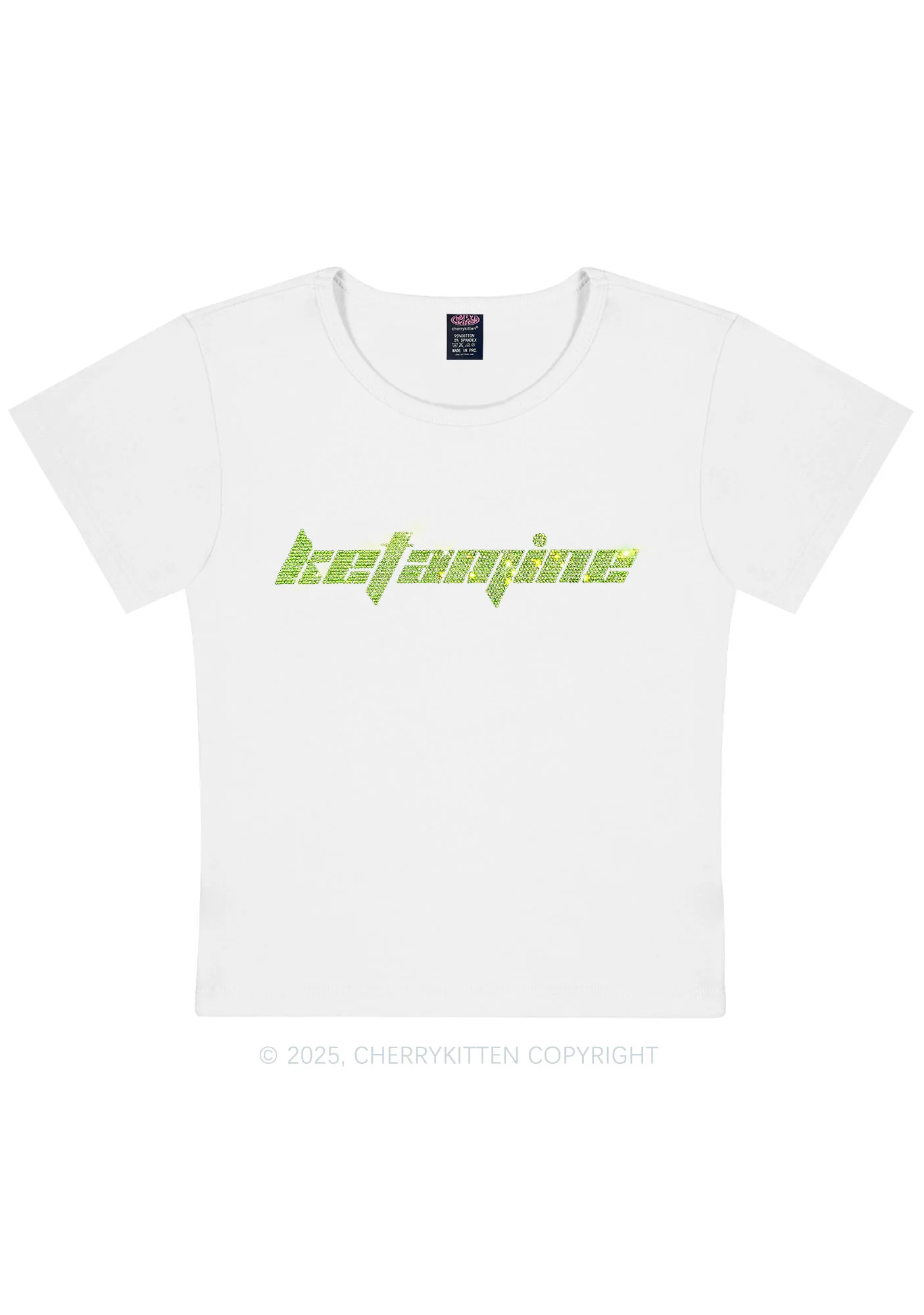 Rhinestone Ketamxxe Y2K Baby Tee Cherrykitten - Image 3
