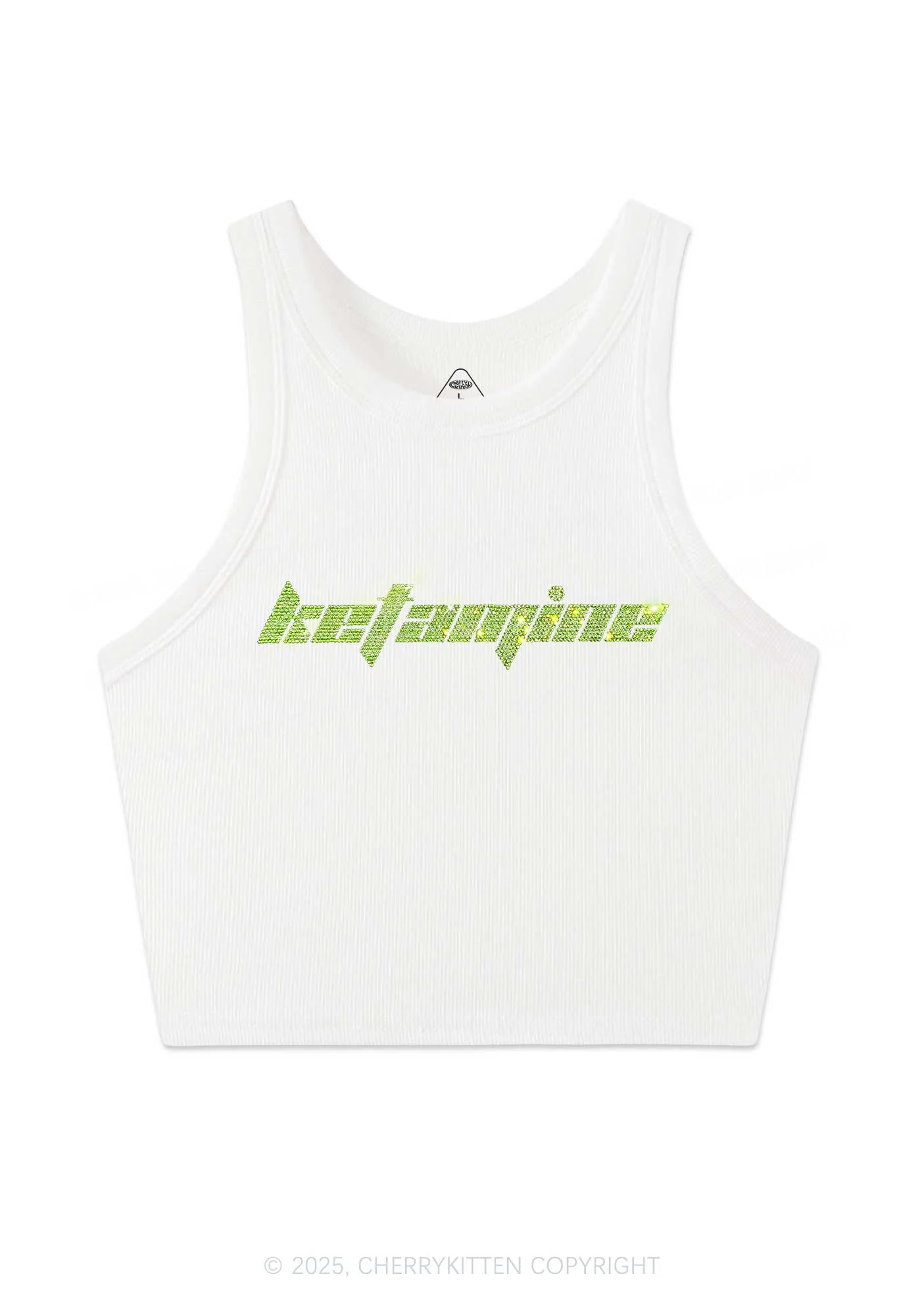 Rhinestone Ketamxxe Y2K Crop Tank Top Cherrykitten - Image 3