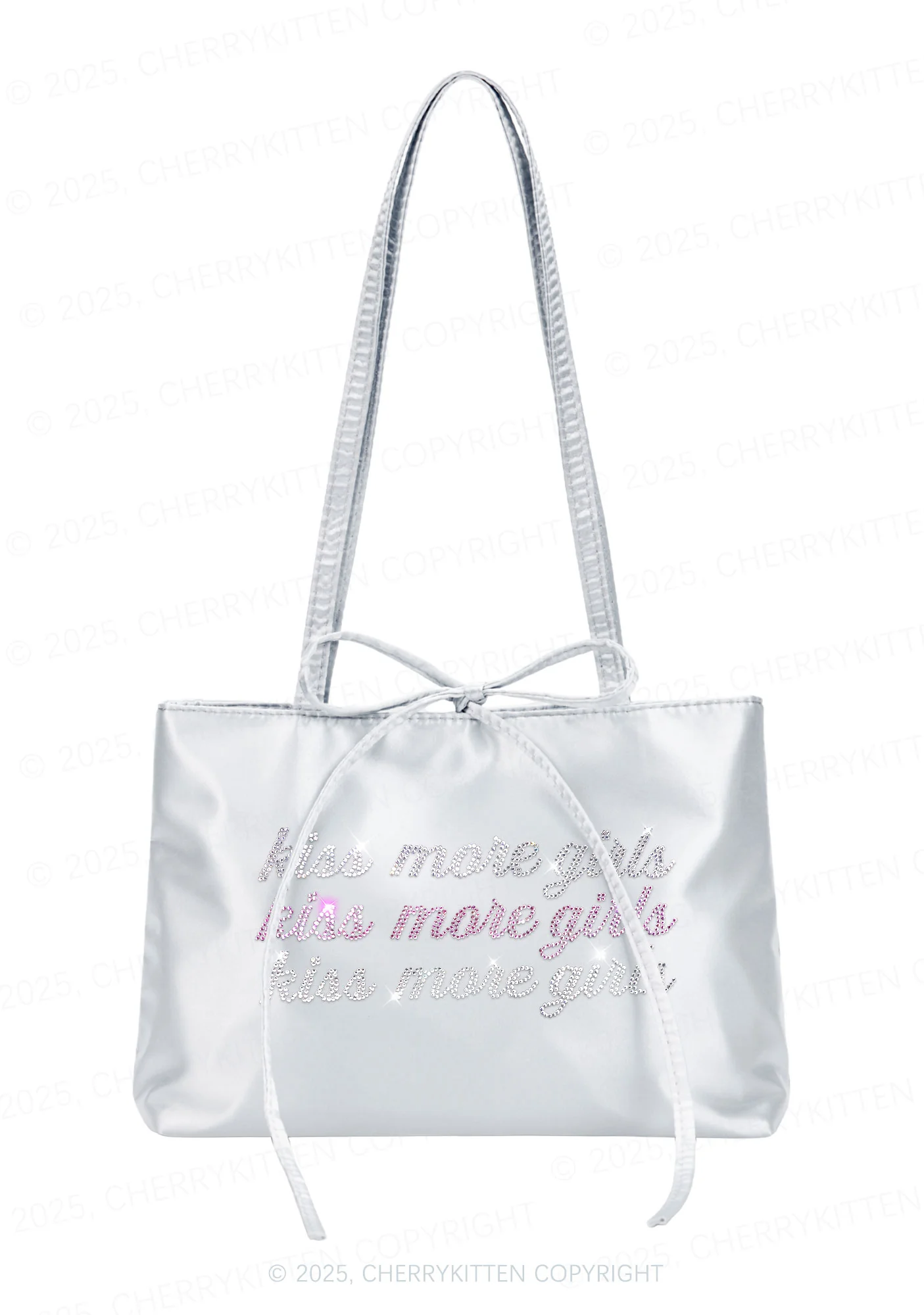 Rhinestone Kiss More Girls Pride Y2K Satin Bags Cherrykitten - Image 2