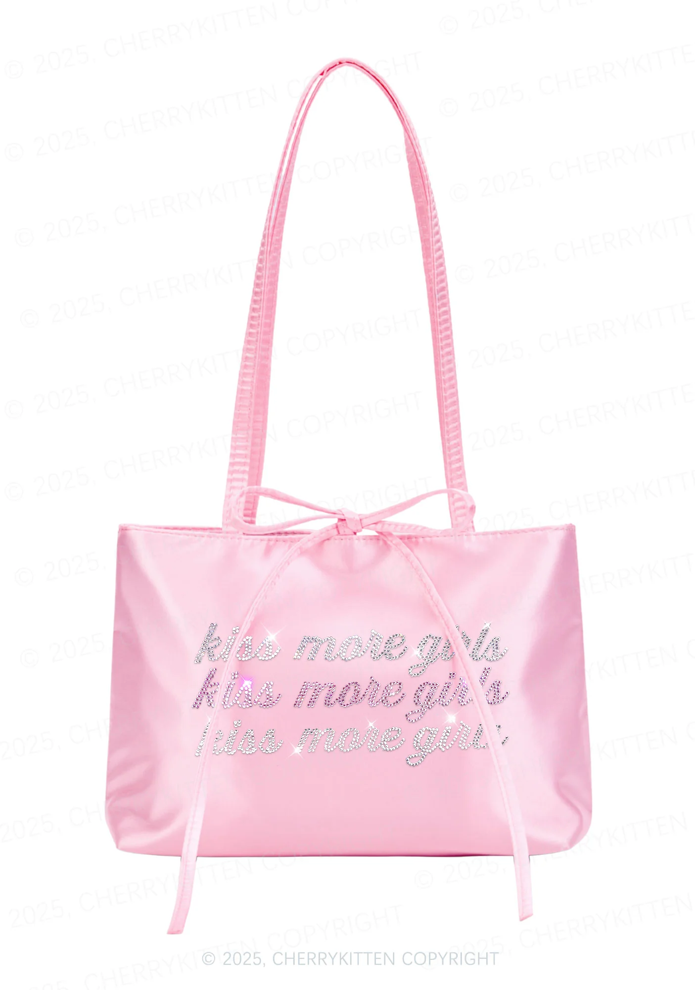 Rhinestone Kiss More Girls Pride Y2K Satin Bags Cherrykitten - Image 3