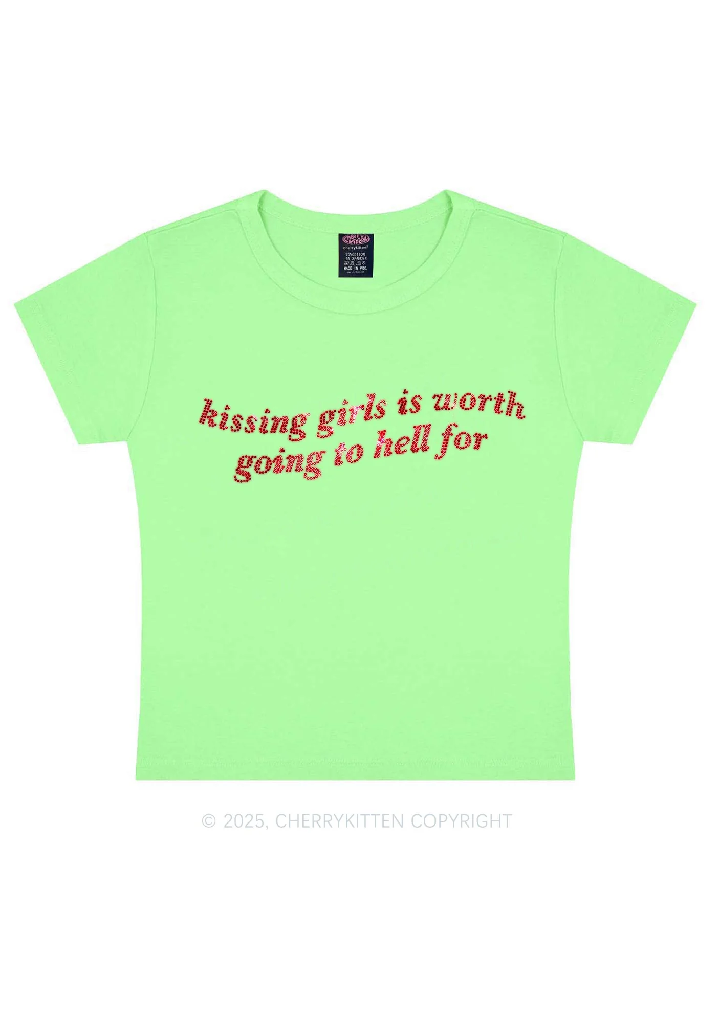 Rhinestone Kissing Girls is Worth Pride Y2K Baby Tee Cherrykitten - Image 10