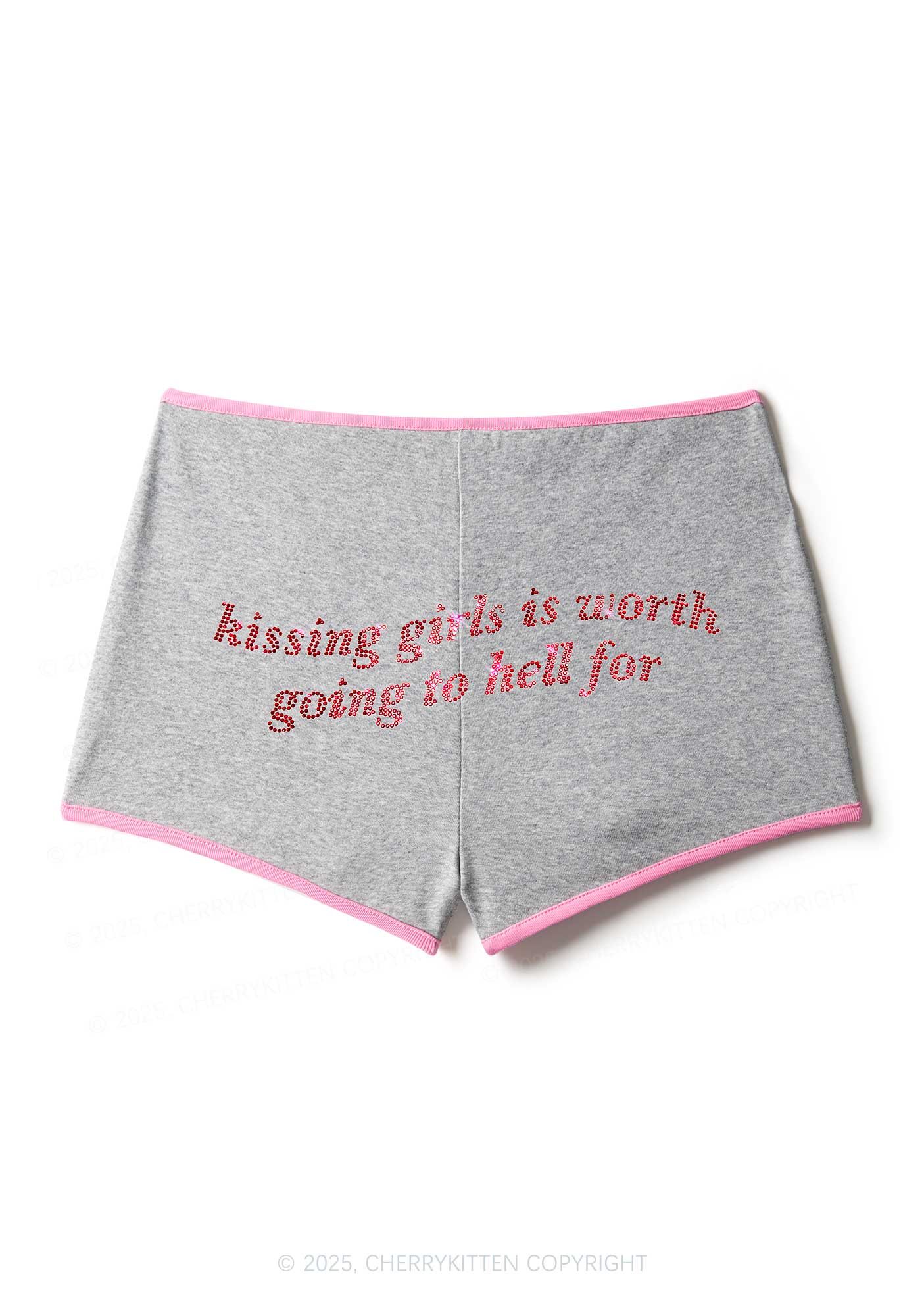 Rhinestone Kissing Girls is Worth Pride Y2K Booty Shorts Cherrykitten - Image 3