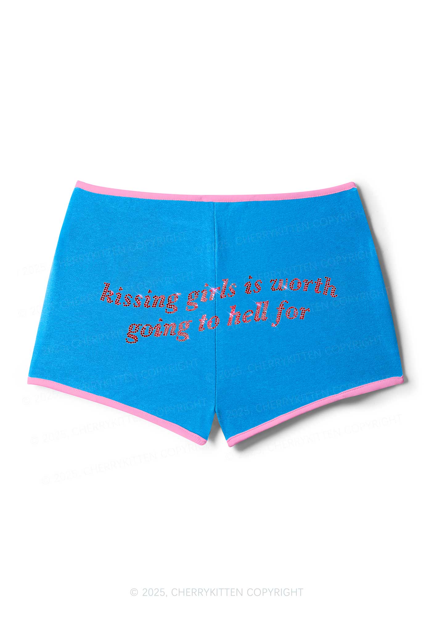 Rhinestone Kissing Girls is Worth Pride Y2K Booty Shorts Cherrykitten - Image 4