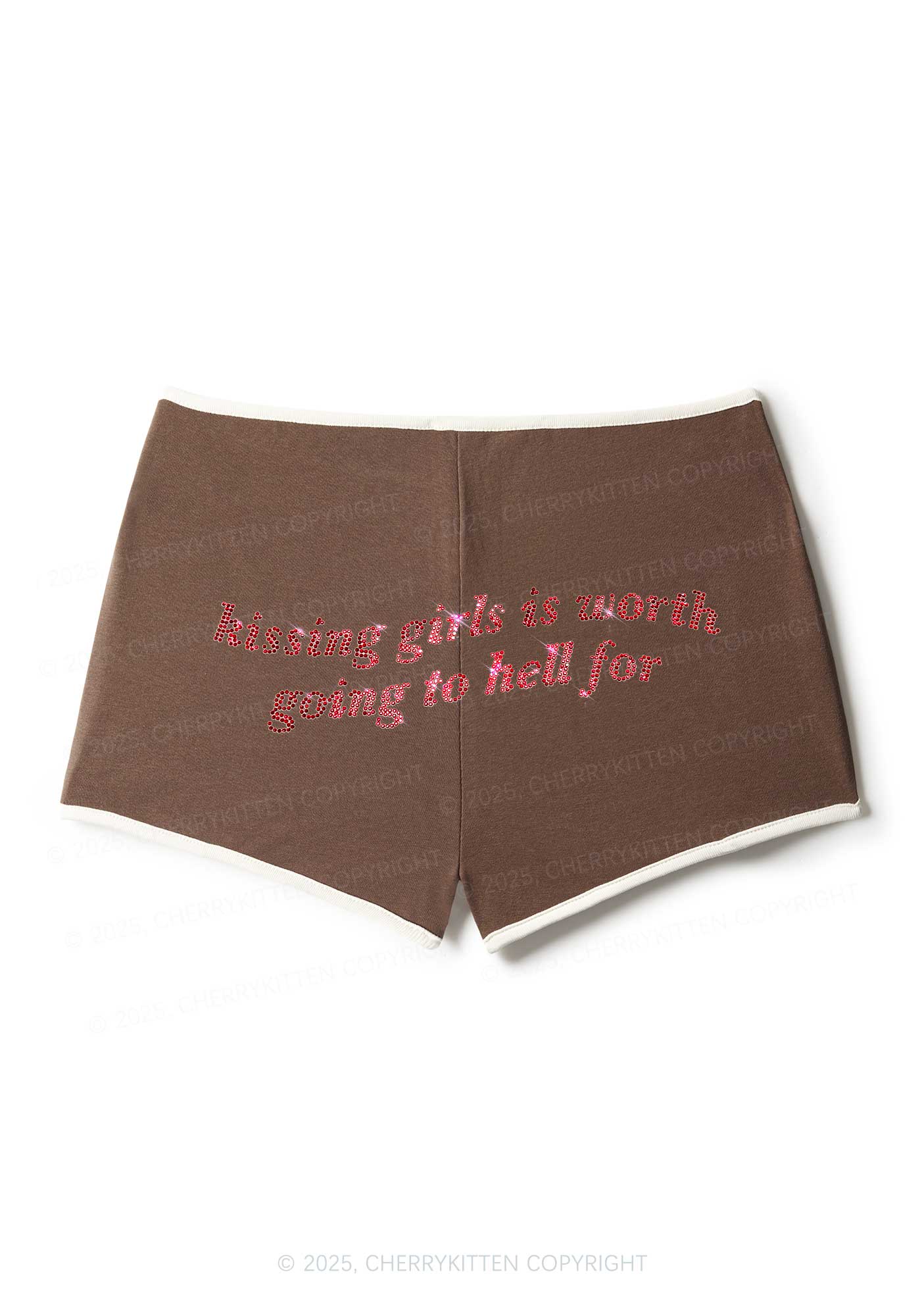 Rhinestone Kissing Girls is Worth Pride Y2K Booty Shorts Cherrykitten - Image 5