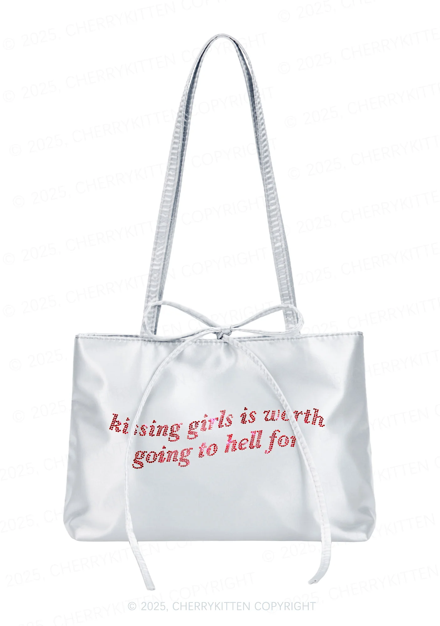 Rhinestone Kissing Girls is Worth Pride Y2K Satin Bags Cherrykitten - Image 2