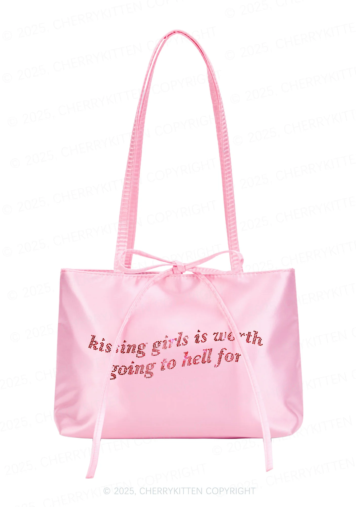Rhinestone Kissing Girls is Worth Pride Y2K Satin Bags Cherrykitten - Image 3