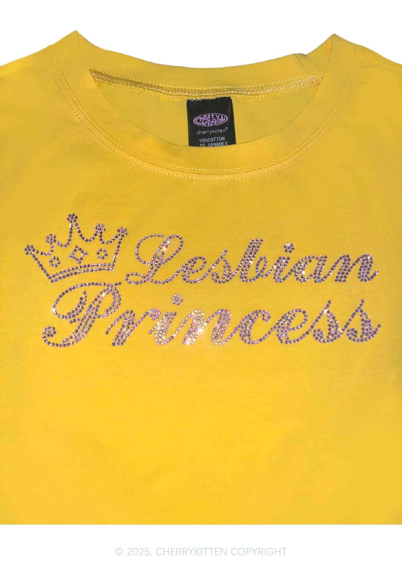 Rhinestone Lesbian Princess Pride Y2K Baby Tee Cherrykitten - Image 4